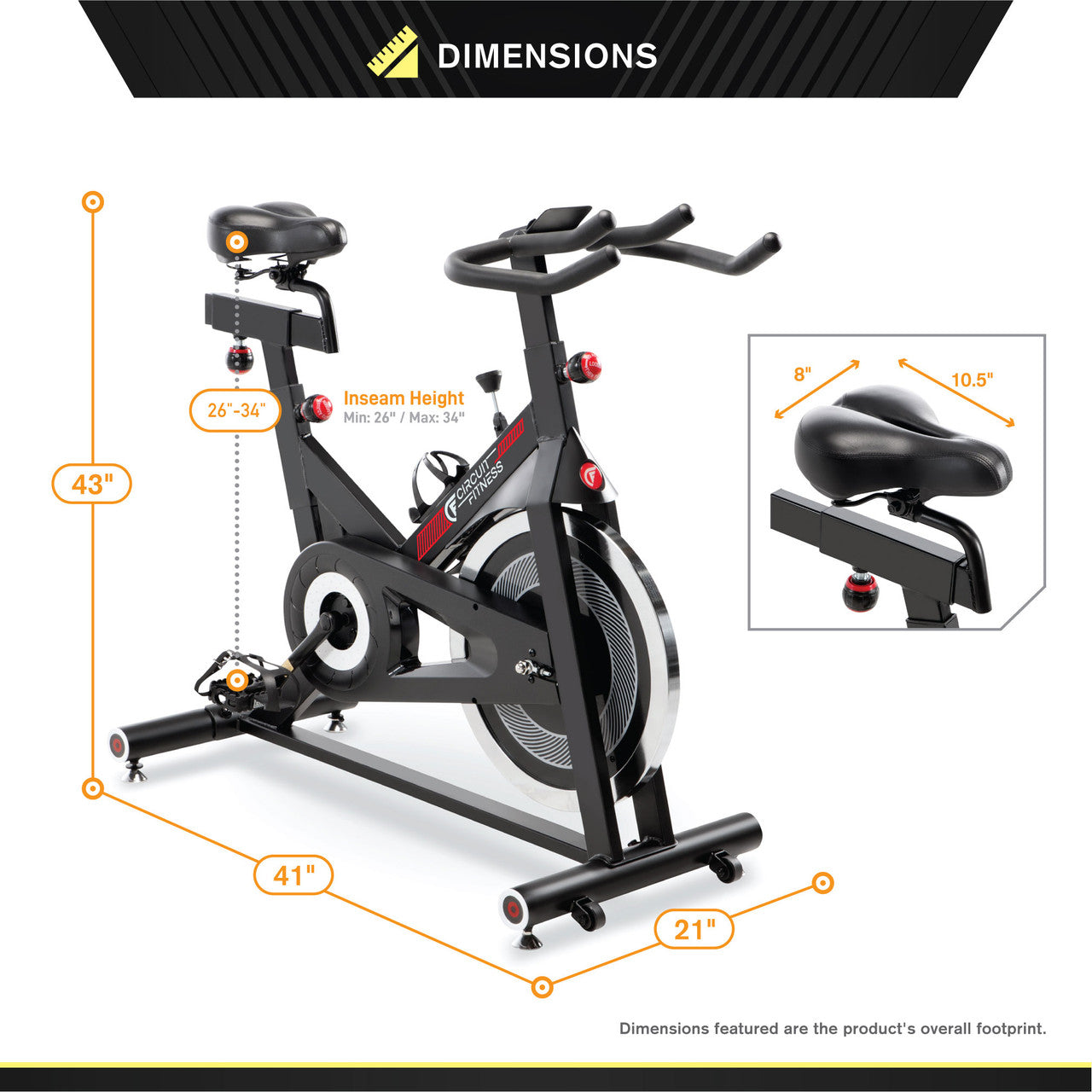 Circuit Fitness AMZ 948BK Indoor Cycling Bike with 30 lbs Flywheel - Heavy Duty Exercise Bike for Home Gym, Cardio & Weight Loss - Perfect for Small Spaces & Apartment Workouts