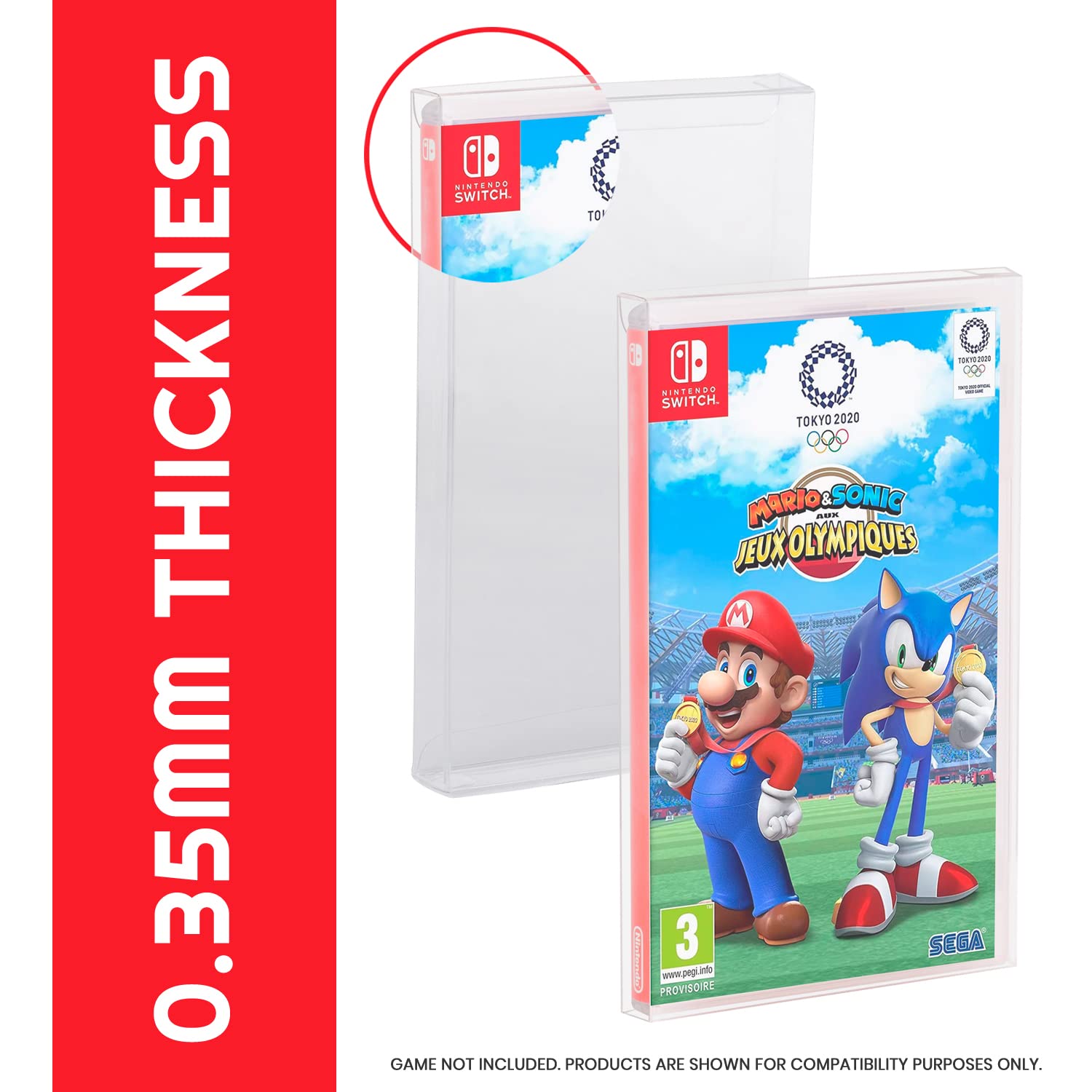 Nintendo Switch Game Storage Case - 25 Pack Clear PET Game Holder for Lego Marvel, Super Mario, Sonic Mania | Durable 0.35mm Protective Sleeves | Perfect for Travel, Organization & Collectors
