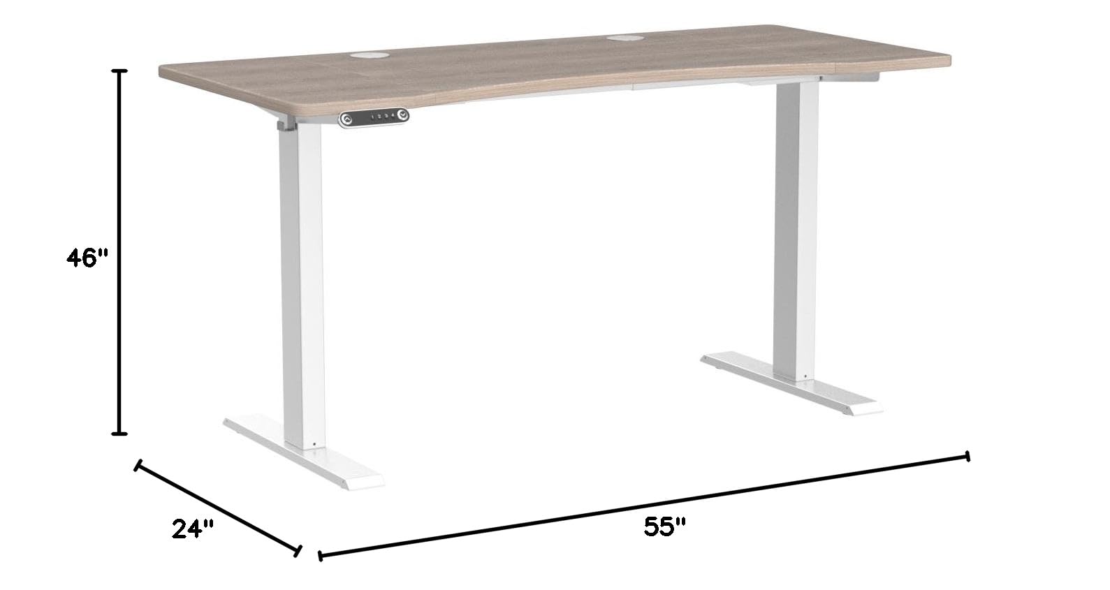 Farexon Electric Standing Desk 55x24 Inches - Adjustable Height Computer Desk with Ergonomic Curved Desktop, Home Office Standing Desk (Oak Gray) | Perfect for Work from Home, Gaming & Study Setup
