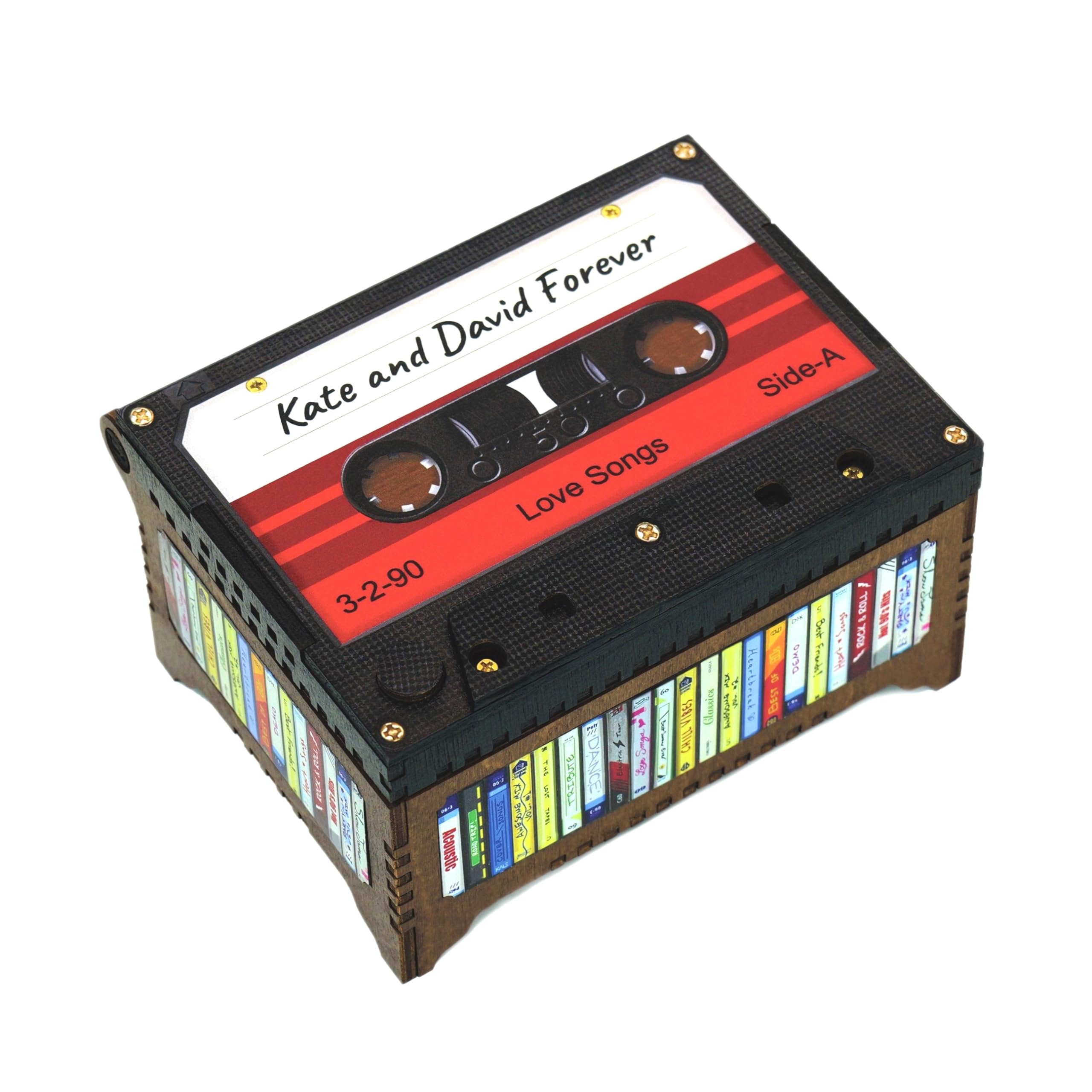 Personalized Cassette Tape Music Box with Custom Label & Photo - Vintage Retro Gift for Music Lovers, Birthday, Anniversary, Wedding