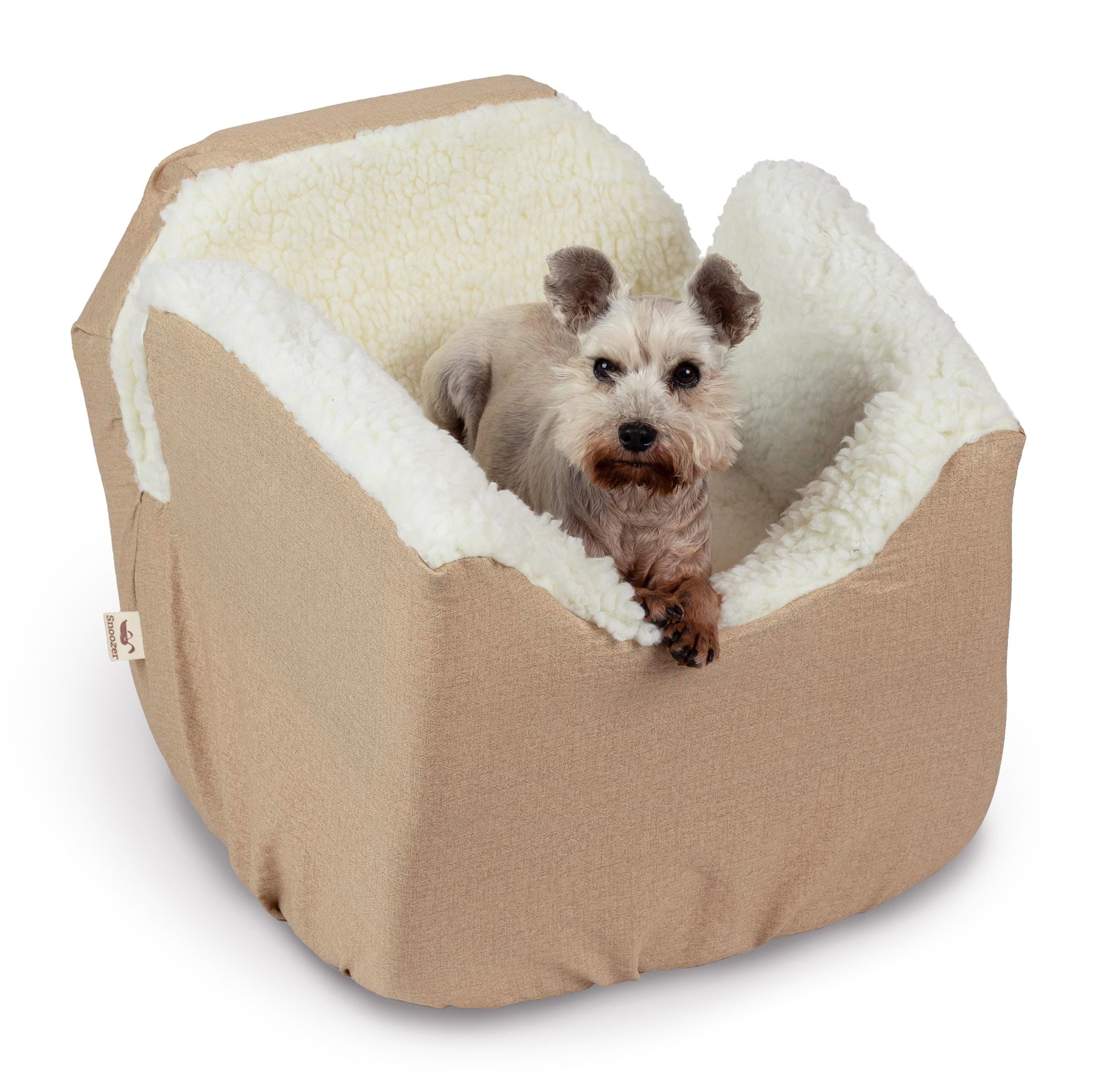 Snoozer Lookout Dog Booster Car Seat for Small Dogs 5-15 lbs - Birch Diamond Fabric - Pet Travel Safety Seat to Prevent Car Sickness - Removable & Machine Washable Cover - Perfect for Road Trips & Vet Visits