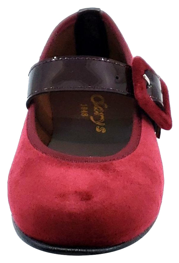 Clarys Girls Velvet Buckle Mary Jane Shoes - Burgundy Red Dress Shoes for Toddler & Little Girls - Perfect for Weddings, Parties & Special Occasions
