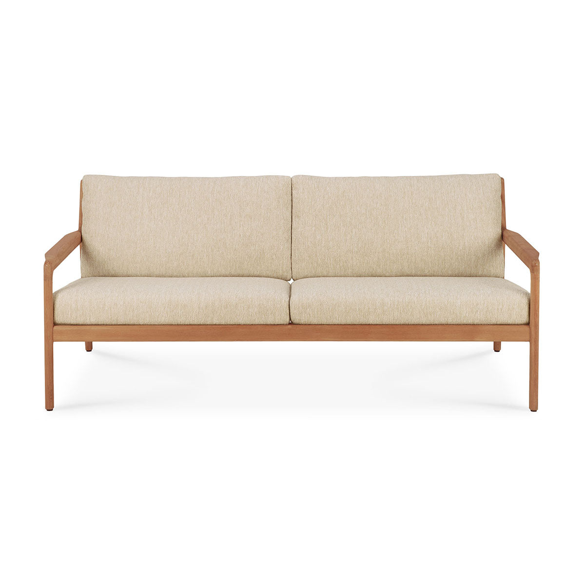 Premium Outdoor Fabric 3-Seater Sofa in Natural Teak - Weather-Resistant Patio Furniture for Garden, Poolside & Backyard Relaxation