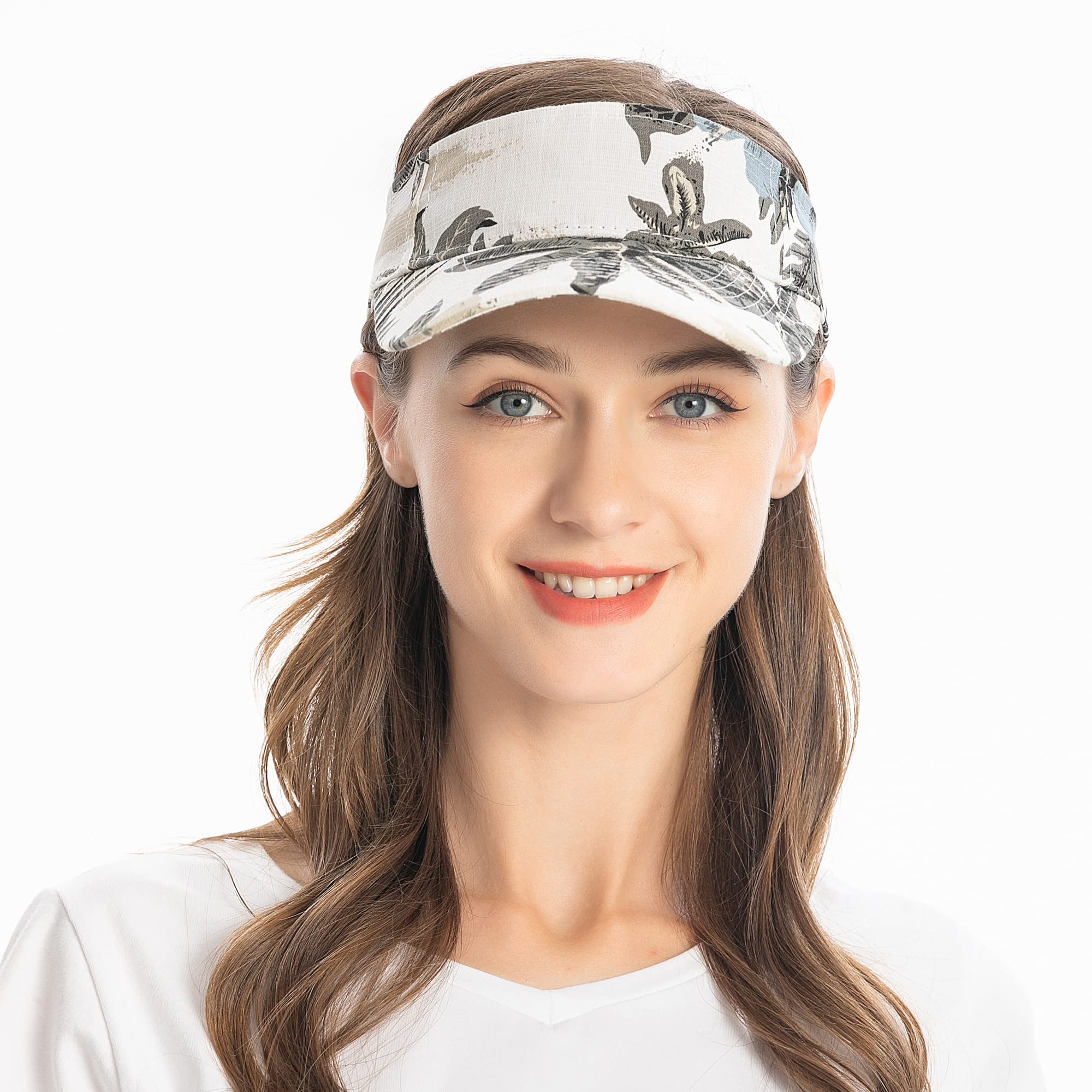 ZLYC Custom Printed Sports Sun Visor Hats for Women & Girls - UV Protection Running Golf Tennis Outdoor Activities