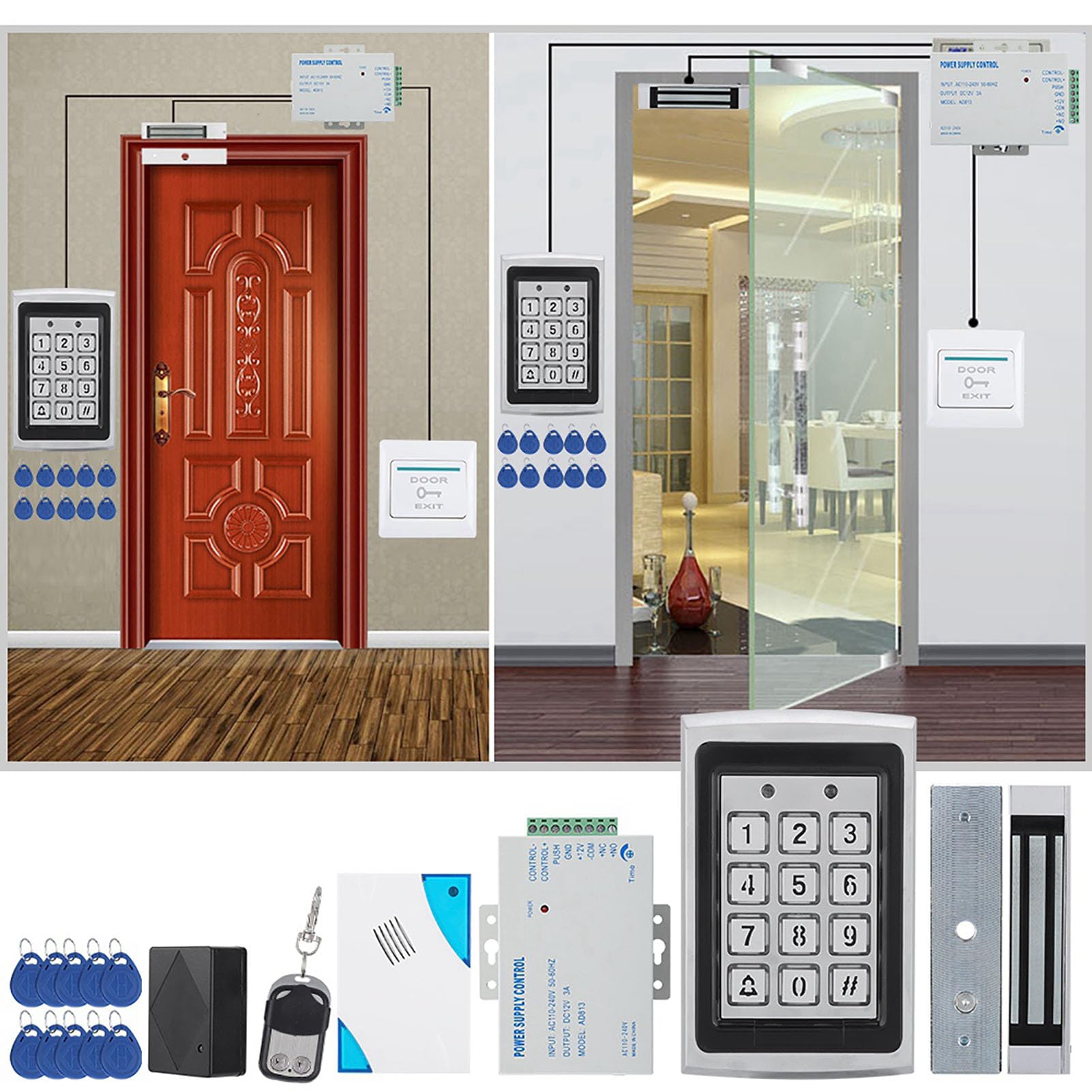 Advanced Access Control Kit with Proximity Cards, Keypad & Remote Control - Secure Business, Office, Factory & Community Entry - Latest IC Technology for Home & Commercial Security