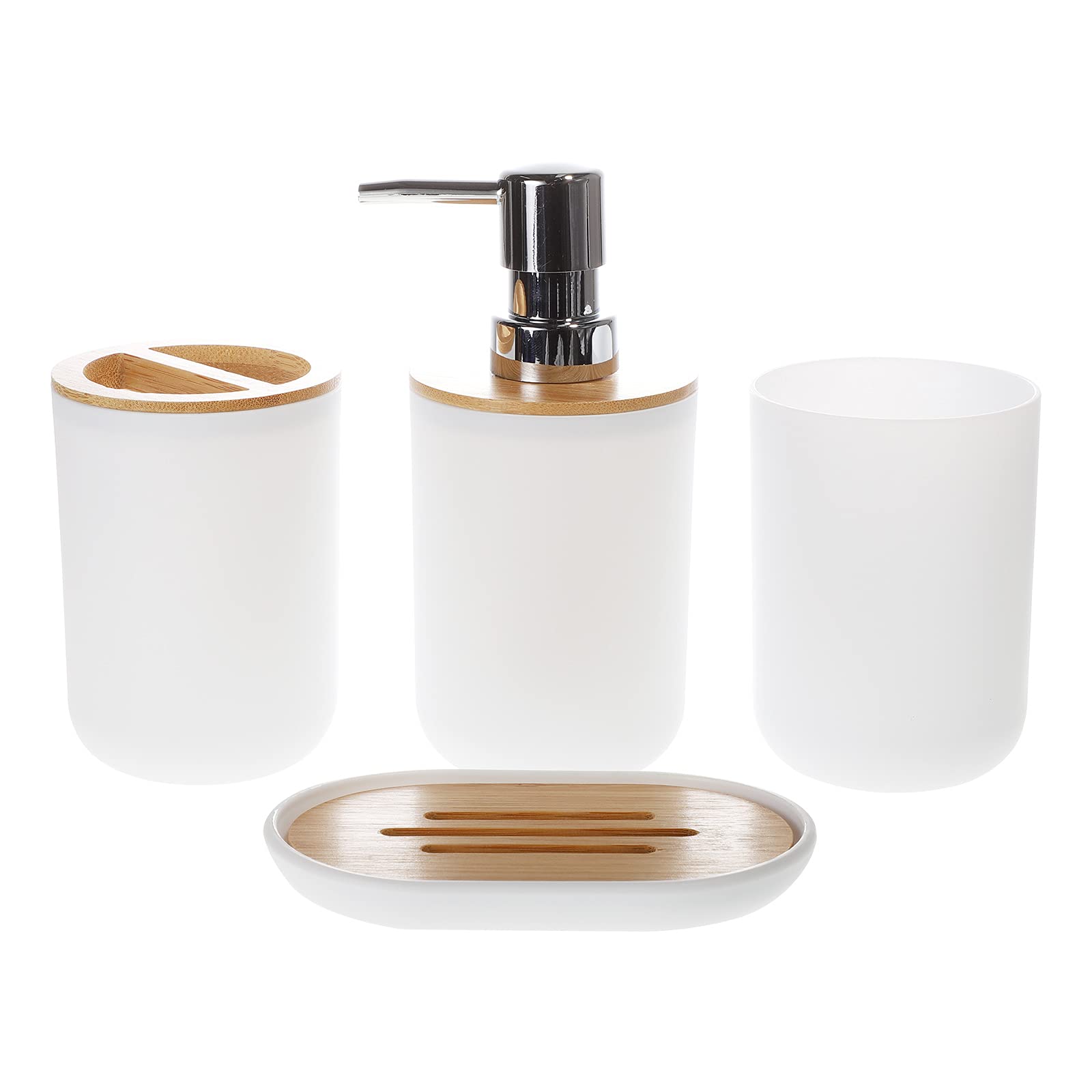 DOITOOL 6-Piece Bathroom Accessory Set - Soap Dish, Lotion Dispenser, Toothbrush Holder (White) for Modern Bathroom & Kitchen Organization