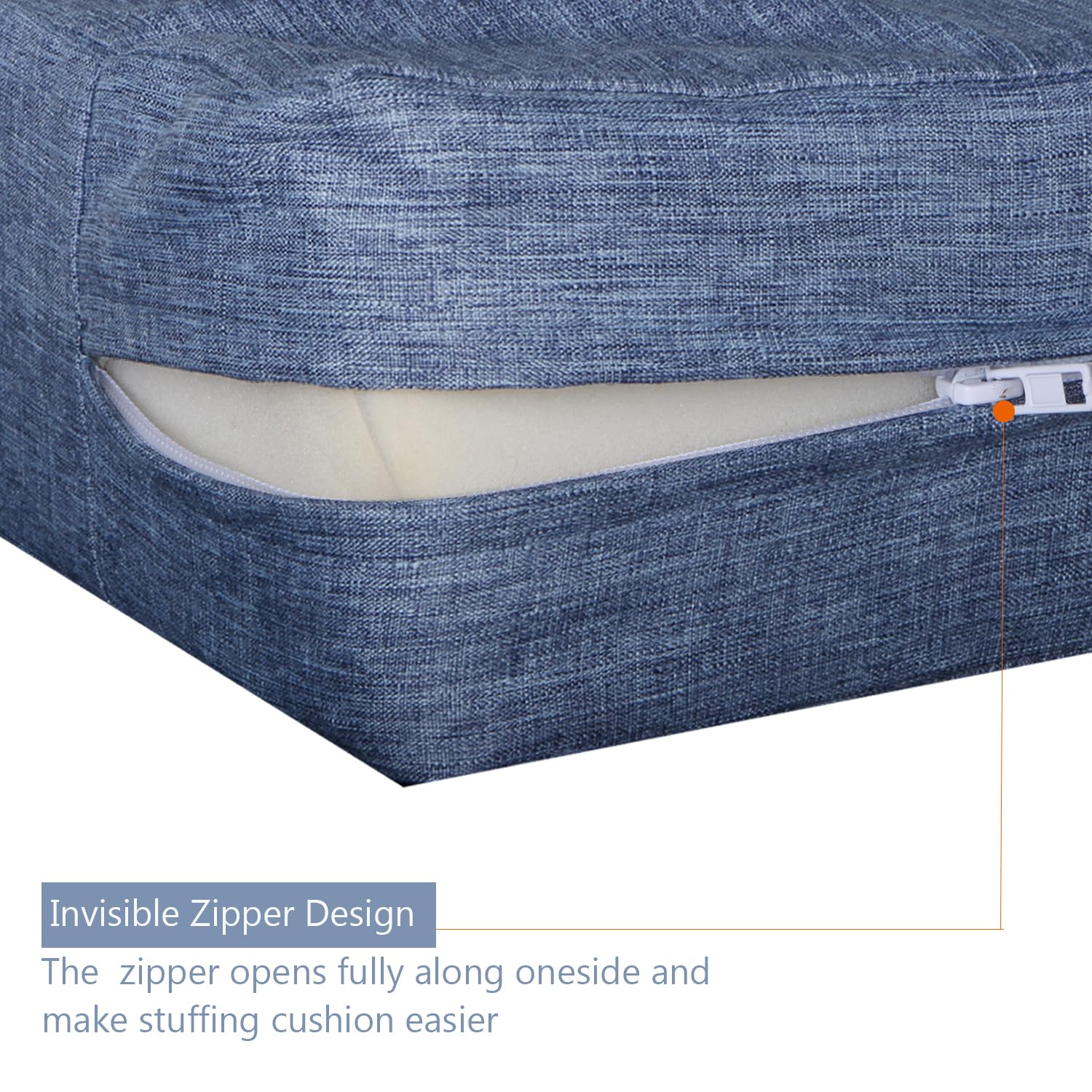 Premium Washable Waterproof Outdoor Patio Seat Cushion Covers - Denim Blue 22