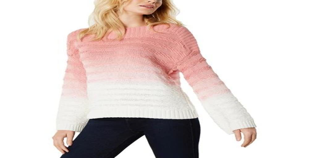 INC Women's Cotton Ombre Funnel-Neck Sweater Pink XXL - Cozy Pullover for Fall & Winter, Casual Outfits, Office Wear & Holiday Fashion
