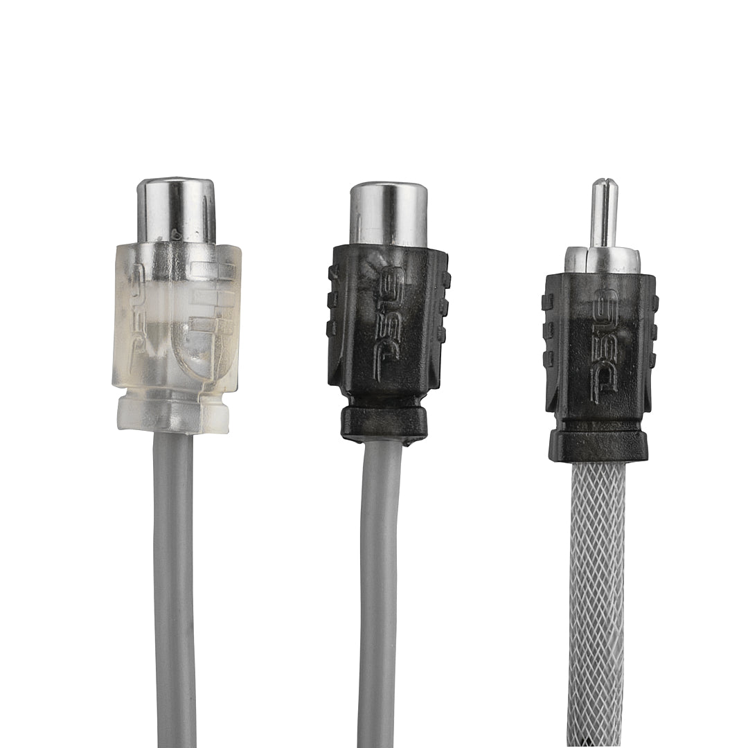 Premium RCA Y Splitter Cable - 100% Oxygen-Free Copper (OFC) - 1 Male to 2 Female Connectors - Silver Plated - High-Quality Audio Video Signal Splitter for Home Theater, DJ Equipment & Car Stereo Systems