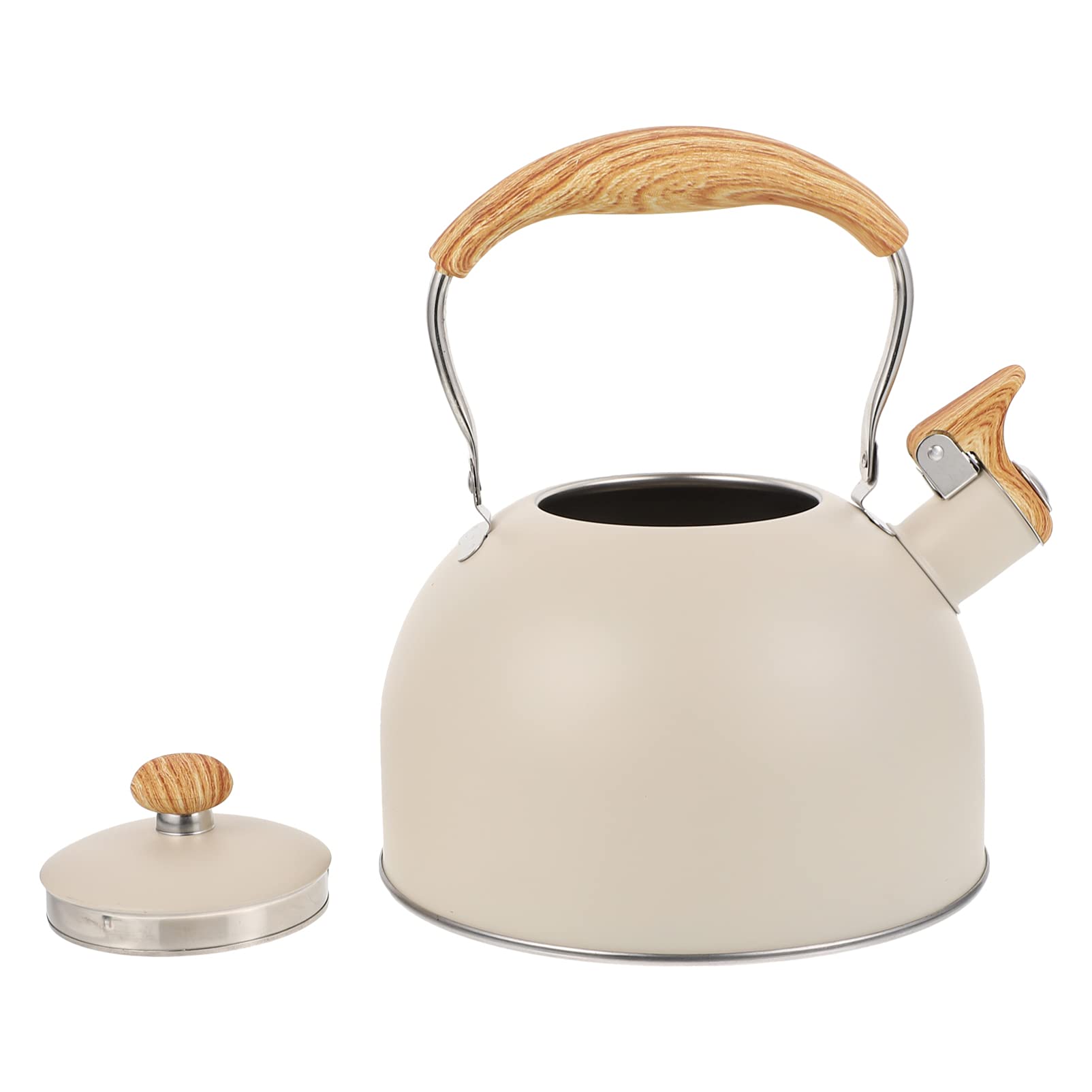 Premium Stainless Steel Whistling Tea Kettle with Wooden Handle - 1.5L Portable Stovetop Kettle for Home & Office - Perfect for Boiling Water, Making Tea, Coffee and Hot Beverages