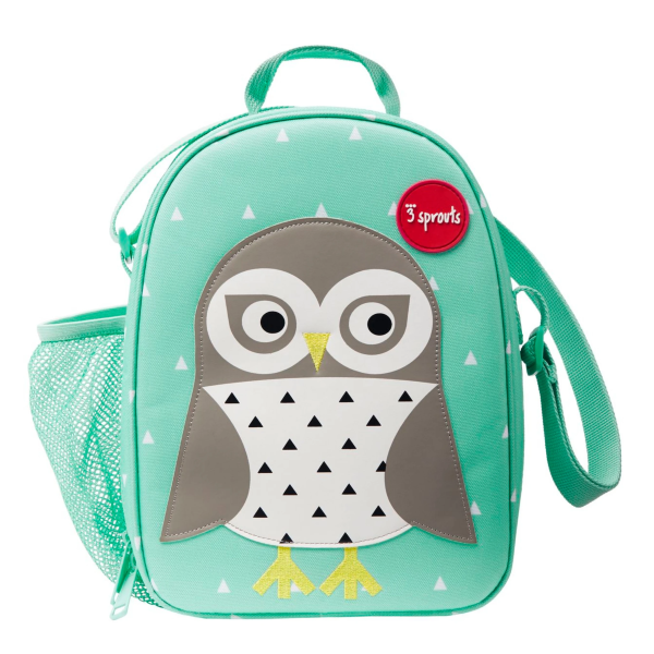 3 Sprouts Insulated Owl Lunch Bag for Kids - Reusable & Eco-Friendly School Lunch Box for Boys and Girls - Perfect for School, Picnics, and Outdoor Activities