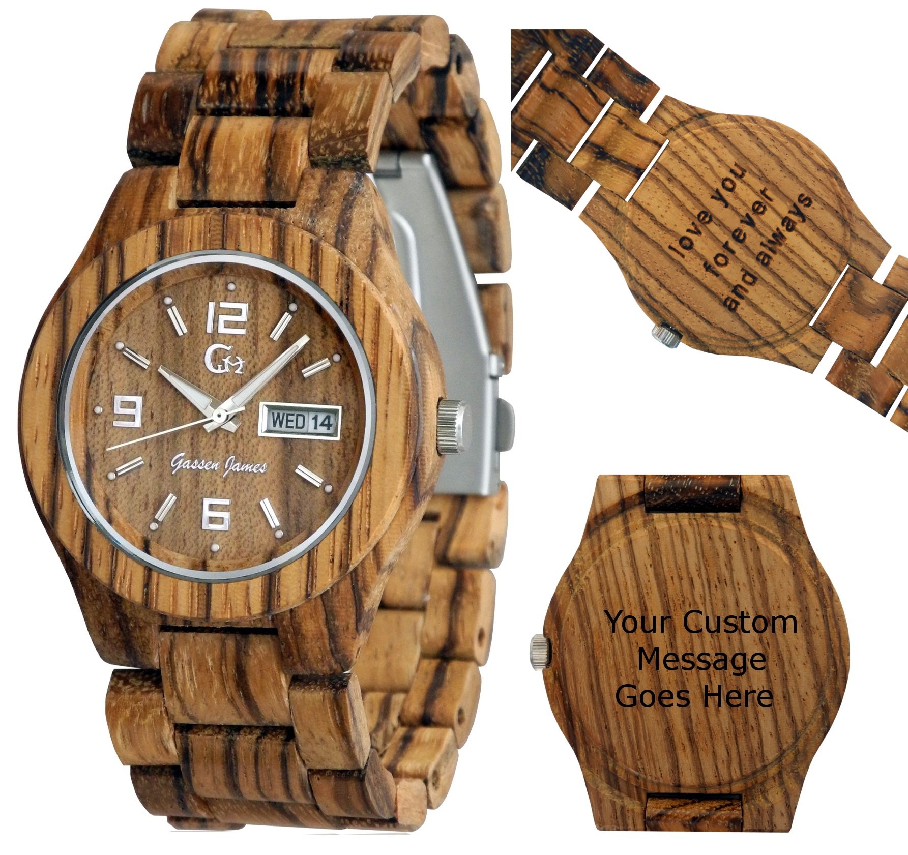 Handmade Wooden Watch - Rosewood with Date & Day for Men & Women | Perfect for Gifts & Engraving