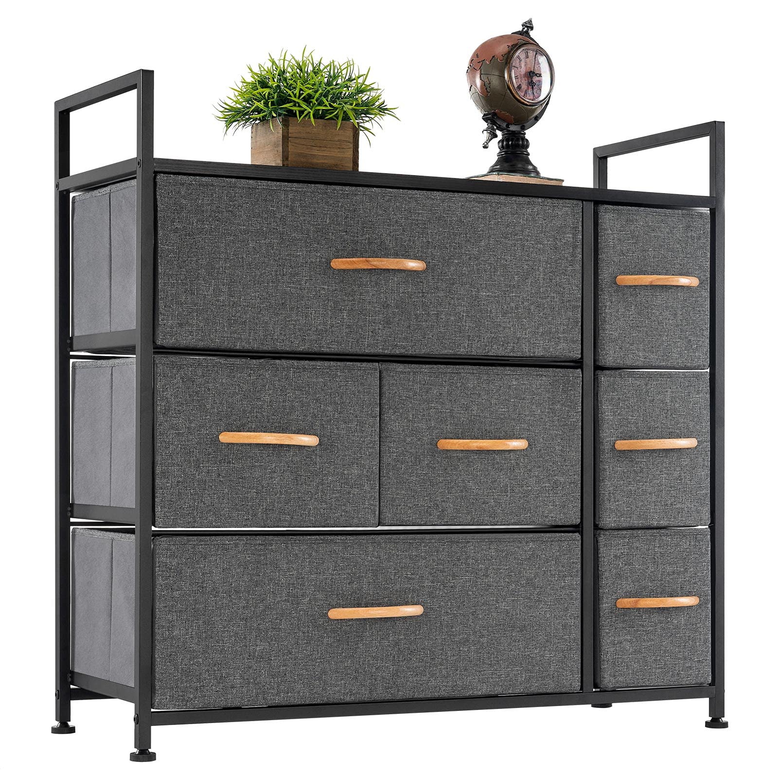 TechMilly 6-Drawer Wooden Storage Dresser - Modern Standing Organizer Chest for Bedroom, Office & Living Room | Space-Saving Furniture with Durable Wood Top | Perfect for Closet Organization & Home Decor