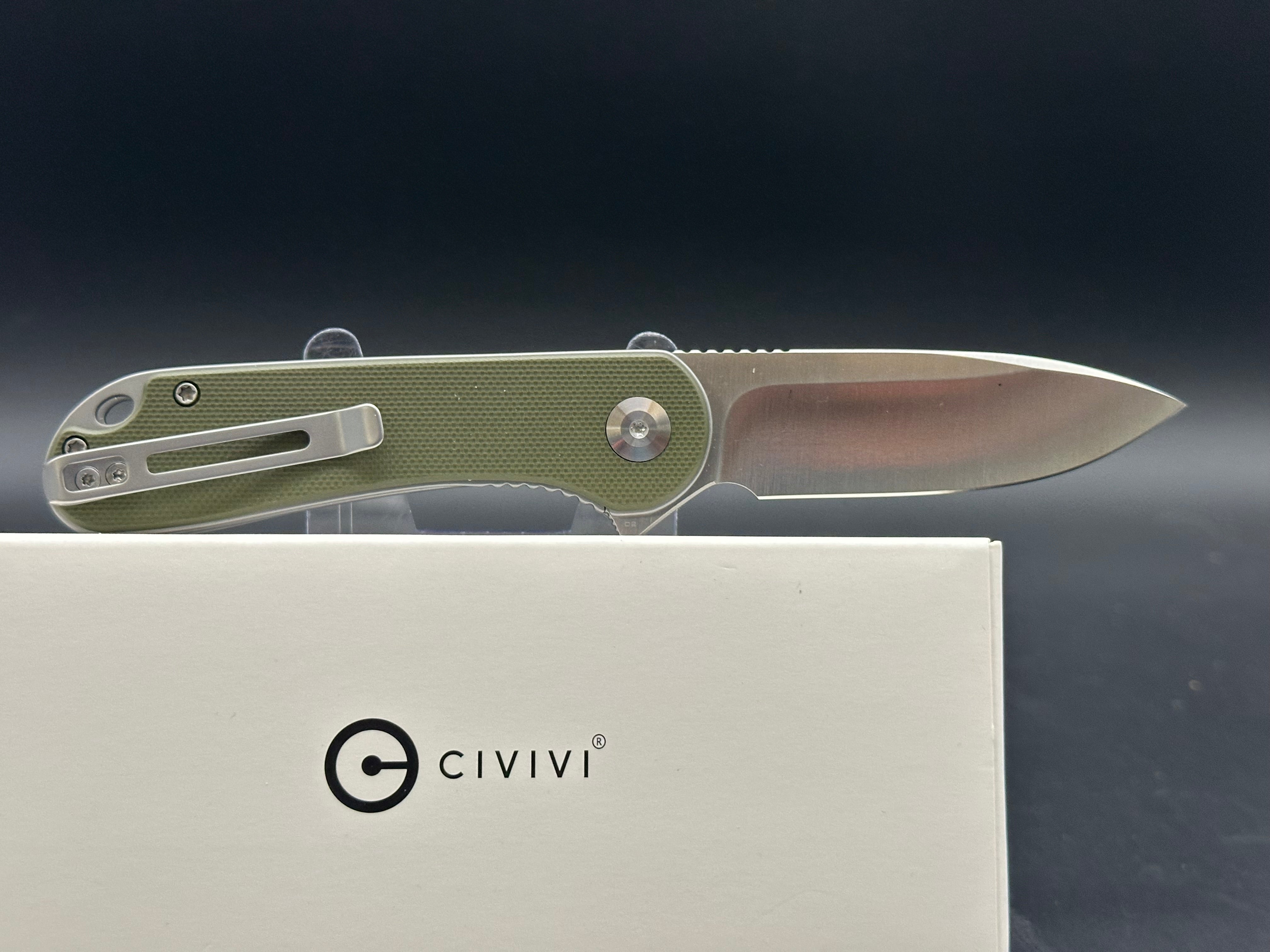 CIVIVI Elementum Folding Pocket Knife - D2 Steel Plain Edge Blade, Green G10 Handle, Liner Lock - Perfect for EDC, Outdoor Camping & Everyday Carry