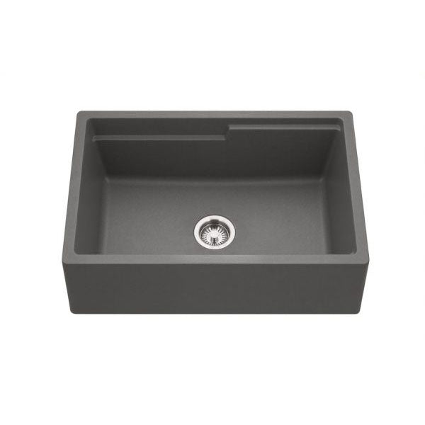Hamat SIO 3320SAW SL Granite Composite Apron Front Farmhouse Kitchen Sink - Slate Black | Durable & Stylish for Modern Farmhouse, Rustic, and Contemporary Kitchens | Perfect for Food Prep, Washing Dishes, and Entertaining