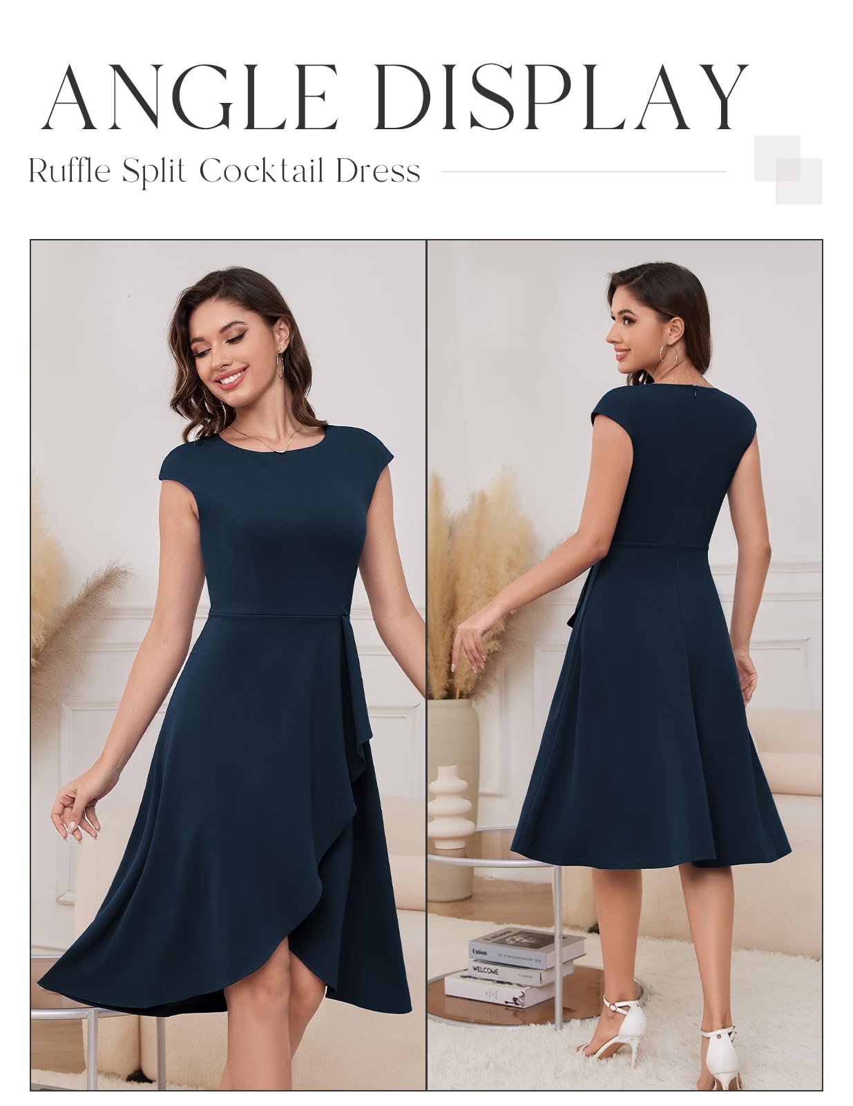 Elegant 2025 Spring Summer Cocktail Wedding Guest Dresses for Women - Short Sleeve Midi Dress for Bridesmaids, Garden Parties & Formal Events