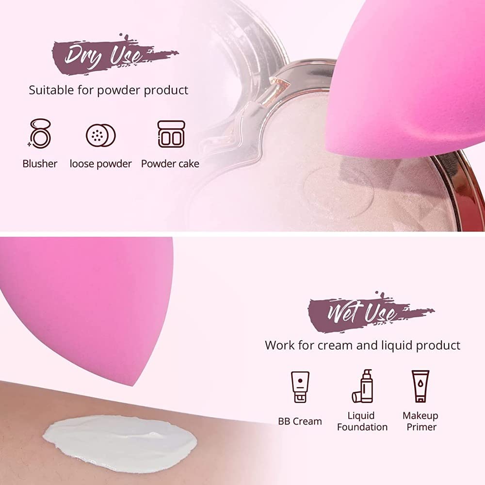 Mini Tandem Sponge Makeup Blender with Handle - Flawless Application for Foundation & Powder