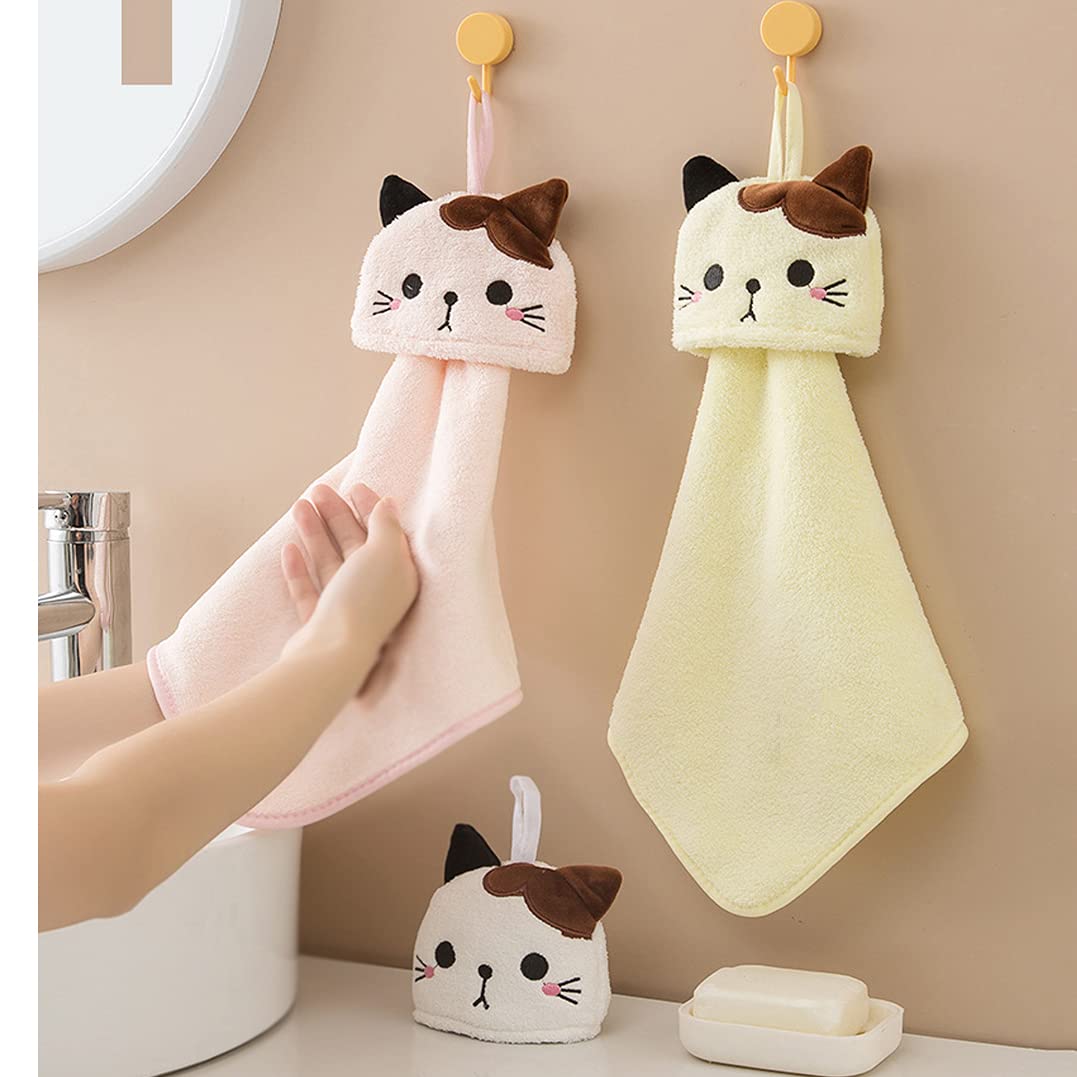 5 Pack Cute Animal Print Hand Towels - Soft Microfiber Coral Fleece Bathroom Towels with Hanging Loop - Absorbent Kitchen & Bath Hand Towels for Kids & Adults - Perfect for Bathroom, Kitchen, Bedroom & Nursery Decor