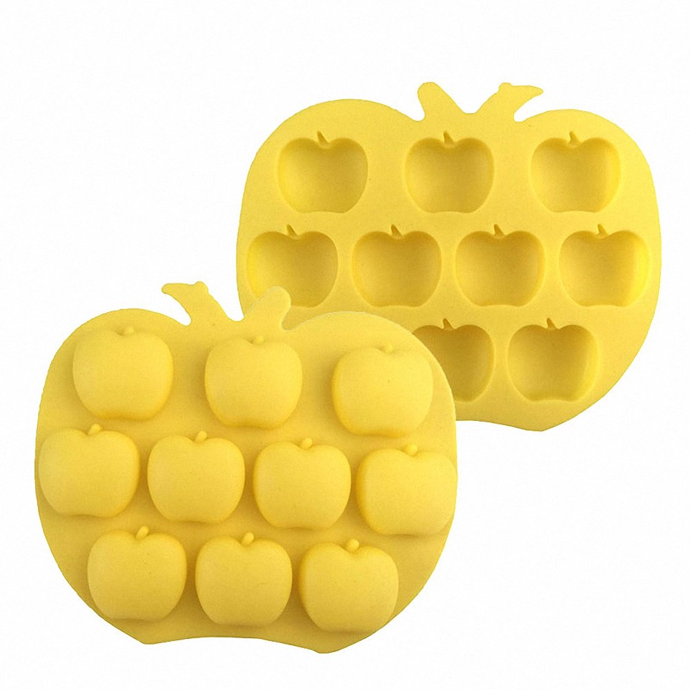 2-Pack Apple Silicone Molds for Chocolate, Cupcake Toppers, Jello, Candy & DIY Crafts - Perfect for Baking, Ice Cubes, Cookies, Muffins & Mini Soap Making - Fun Kitchen & Party Supplies for Holidays & Home Decor