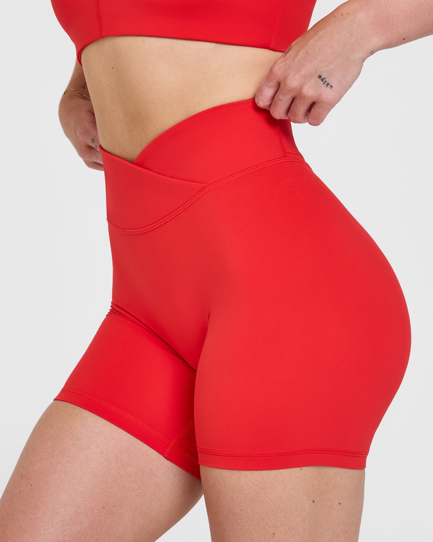 Unisex Wrap Shorts 6-Pack | High Waist Workout Shorts for Women & Men - Muscle Mommy Red | Perfect for Gym, Running, Yoga & Lounge Wear