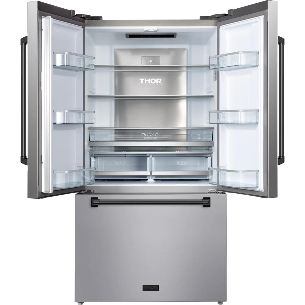 Gordon Ramsay by THOR Kitchen 36-Inch Matte Black Refrigerator RF3621CTD99 BLK - Premium Stainless Steel French Door Fridge for Modern Kitchens & Gourmet Cooking