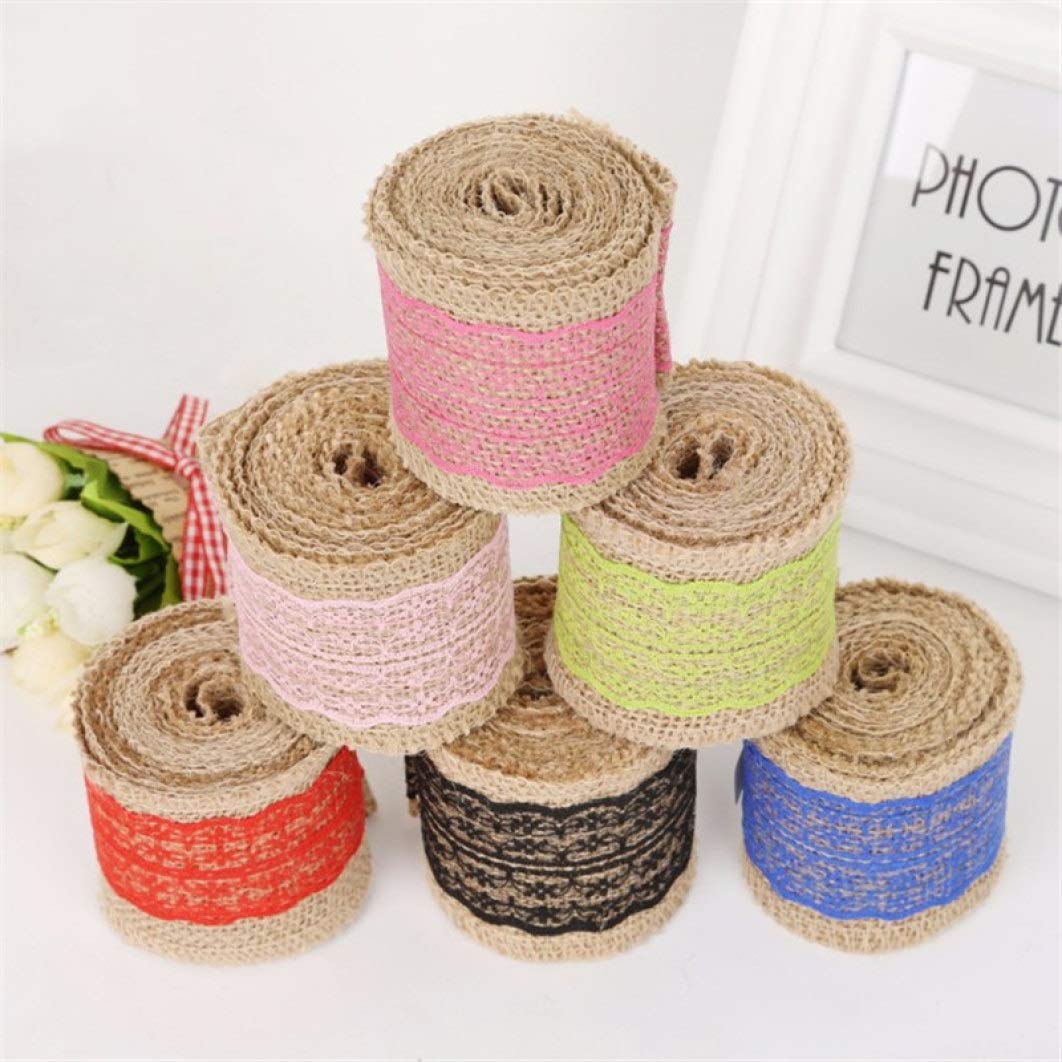 6cm x 2M Linen Lace Ribbon Roll - Elegant DIY Twine Tape for Gift Wrapping, Wedding Decor, Birthday Party, Scrapbooking & Craft Projects (Natural White)