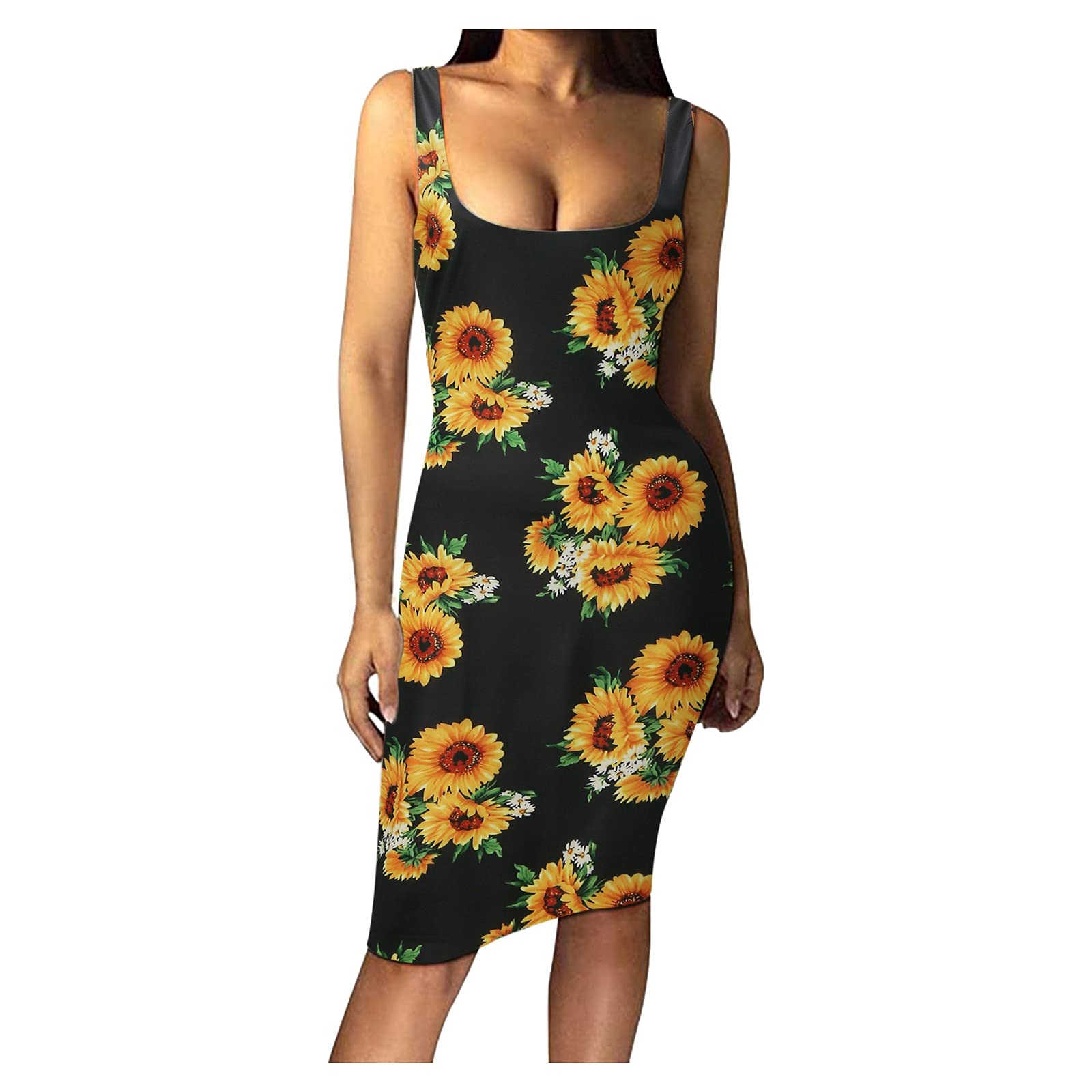 Elegant Flowing Midi Dresses for Women - Sleeveless Party & Club Wear, Sexy Tank Vest Dress for Night Out, Date Night & Summer Occasions