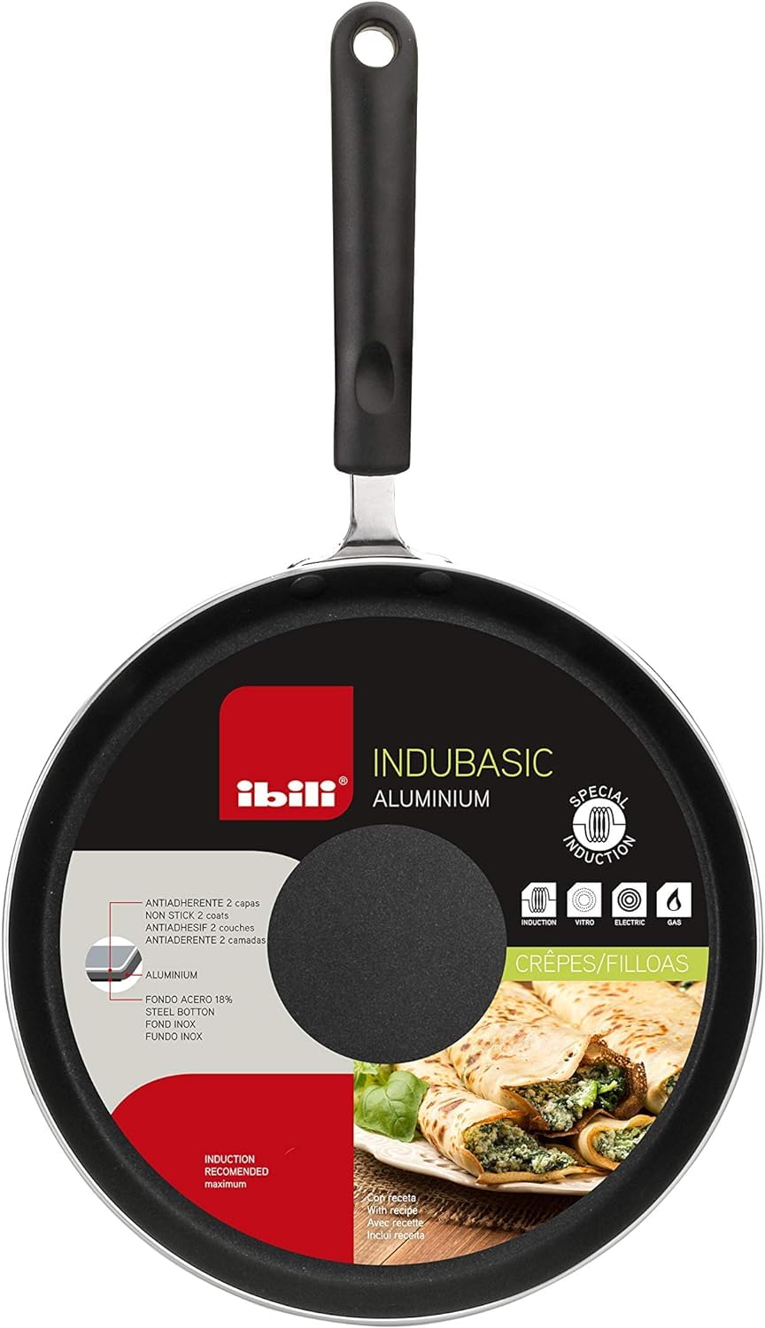 IBILI 9-Inch Nonstick Crepe Pan - Induction Compatible Griddle for Pancakes, Dosa, Roti, Tortilla & Eggs | PFOA-Free, Stay-Cool Handle | Made in Spain | Perfect for Breakfast, Brunch & Indian Cooking