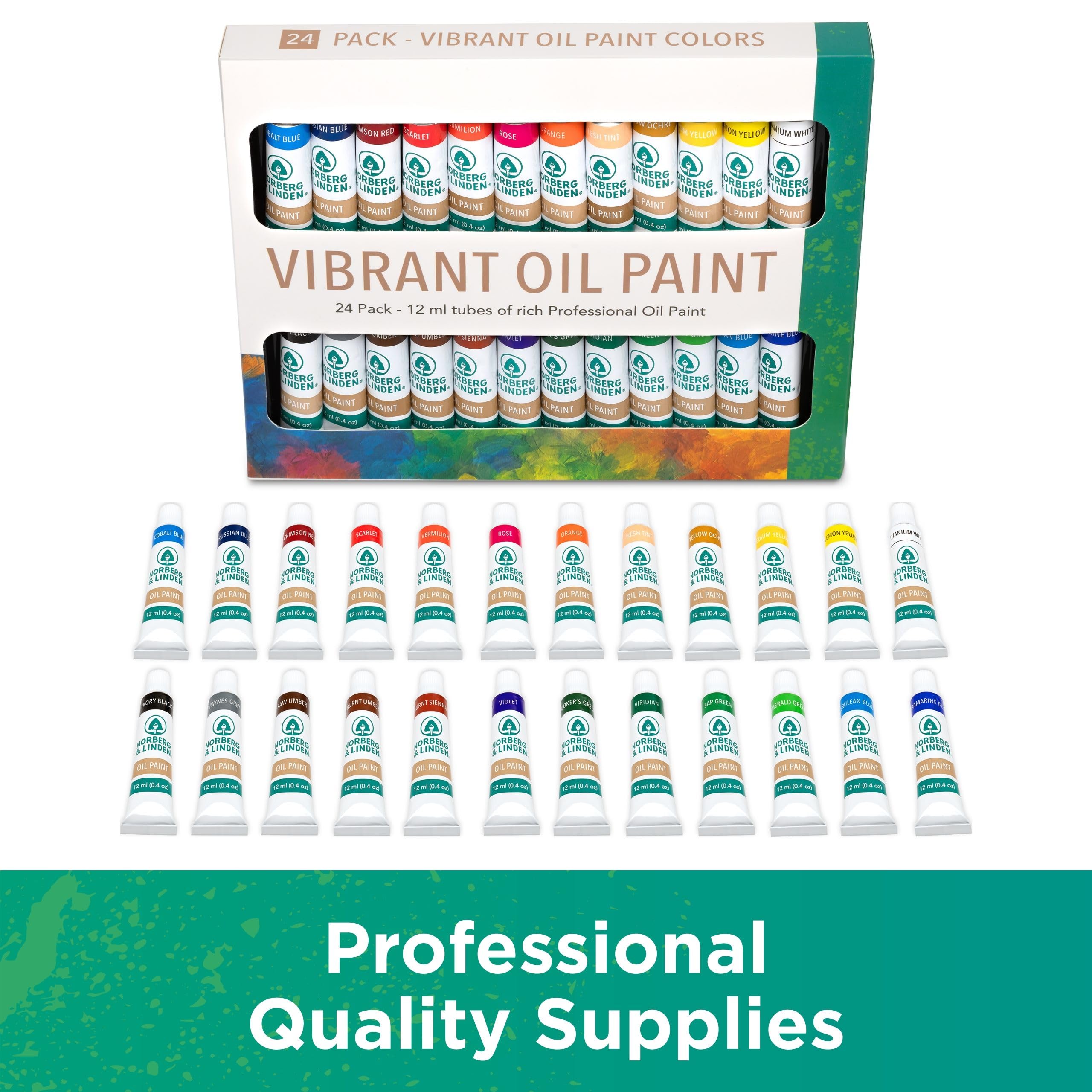 XXL Oil Paint Set - 24 Premium Oil Paints, 25 Professional Brushes, 1 Stretched Canvas & Artist Palette - Complete Oil Painting Kit for Beginners, Kids & Adults - Perfect for Art Classes, Home Decor & DIY Projects