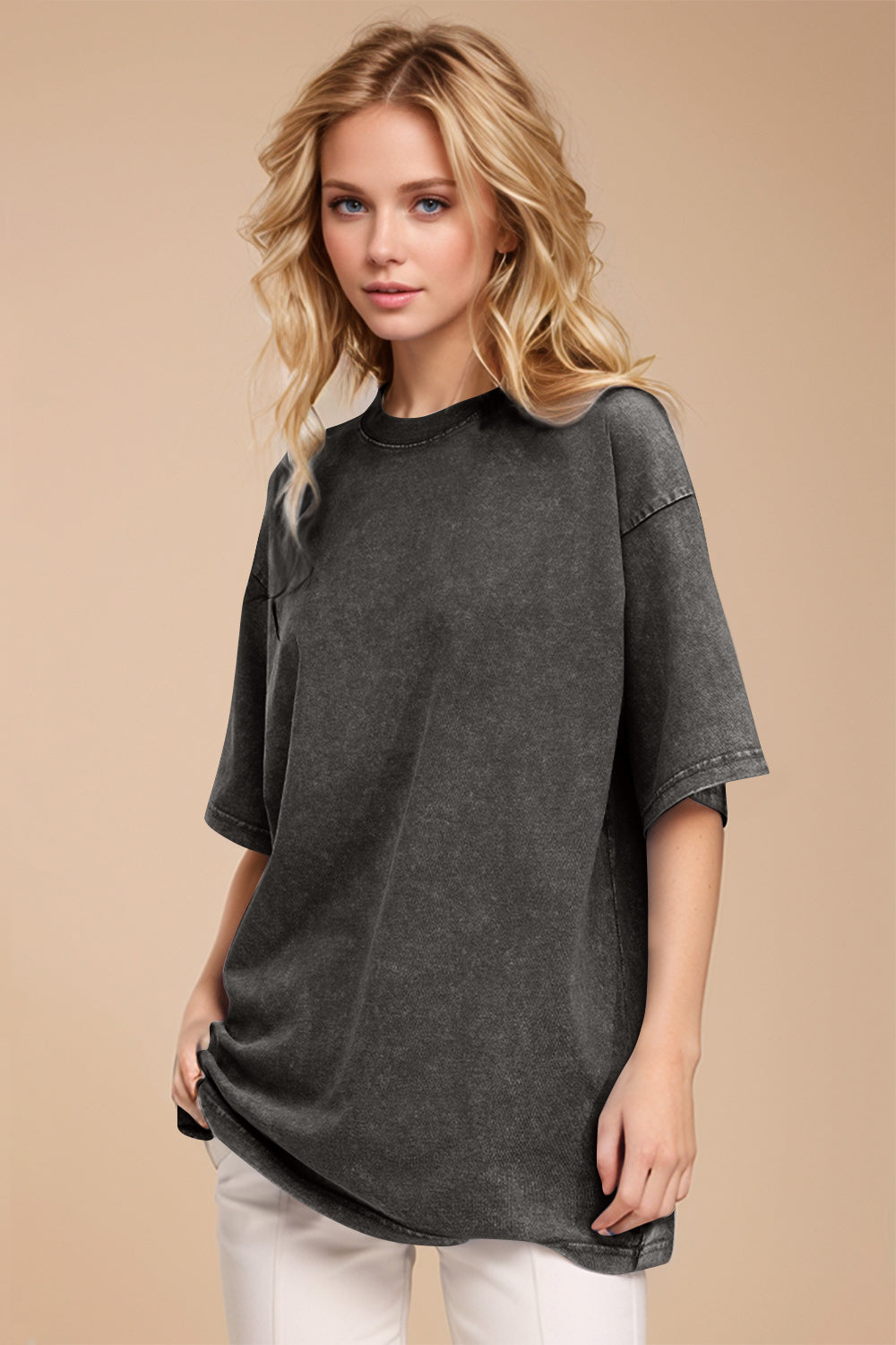 Basic Bae Round Neck Half Sleeve T-Shirt for Women | Casual Cotton Tee | Perfect for Everyday Wear, Outings & Layering