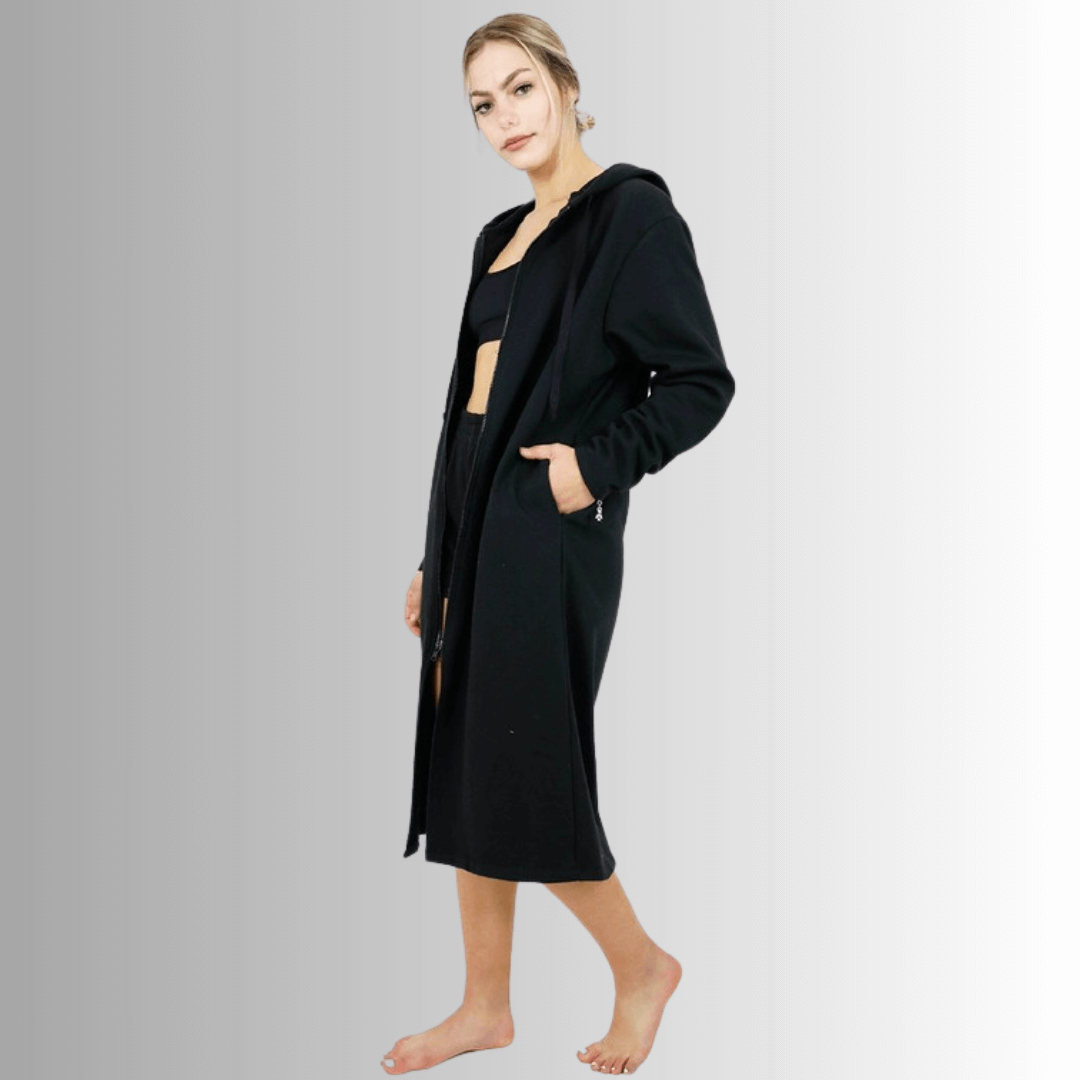 Nina Long Line Fleece Zip Front Jacket for Women - Cozy Winter Outerwear with Pockets | Perfect for Casual Outfits, Outdoor Activities & Layering in Cold Weather