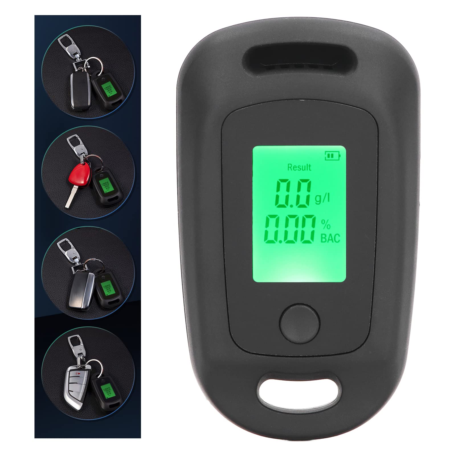 CHICIRIS Portable Breathalyzer - USB Rechargeable Alcohol Tester with Hanging Hole, High Accuracy 3.7V Battery & Built-in Light | Lightweight Design for Personal & Professional Use | Perfect for Nightlife, Workplace Testing & Road Safety (Black)