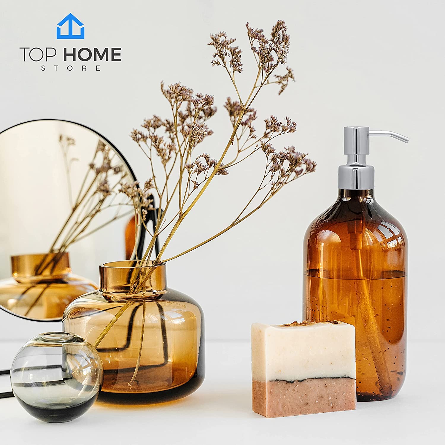 Premium Chrome Bathroom Countertop Soap Dispensers - 4 Pack Set for Hand Wash, Kitchen, and Bathroom Organization | Modern & Sleek Design