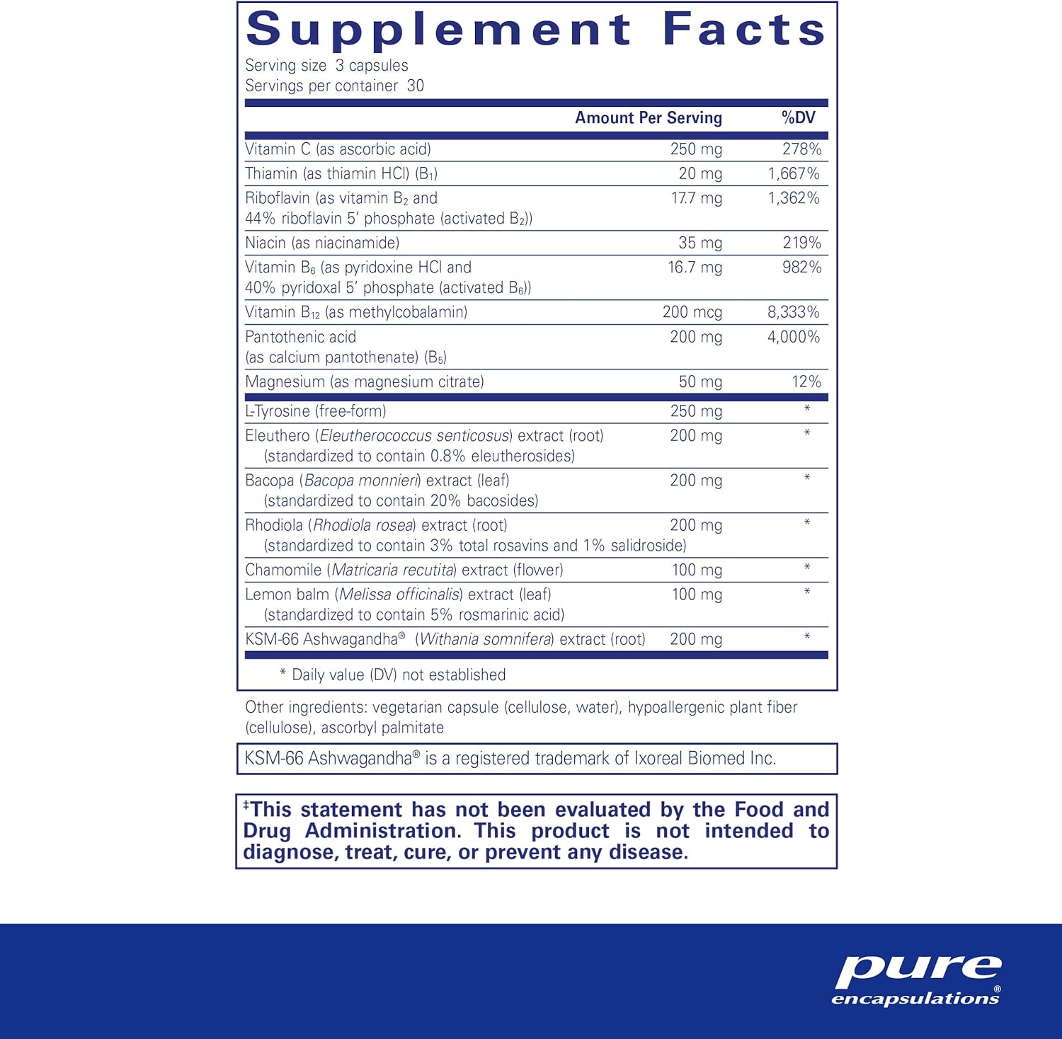 Pure Encapsulations Daily Stress Formula Supplement - Natural Stress Relief & Mood Support for Adults - Perfect for Work, Travel & Daily Life
