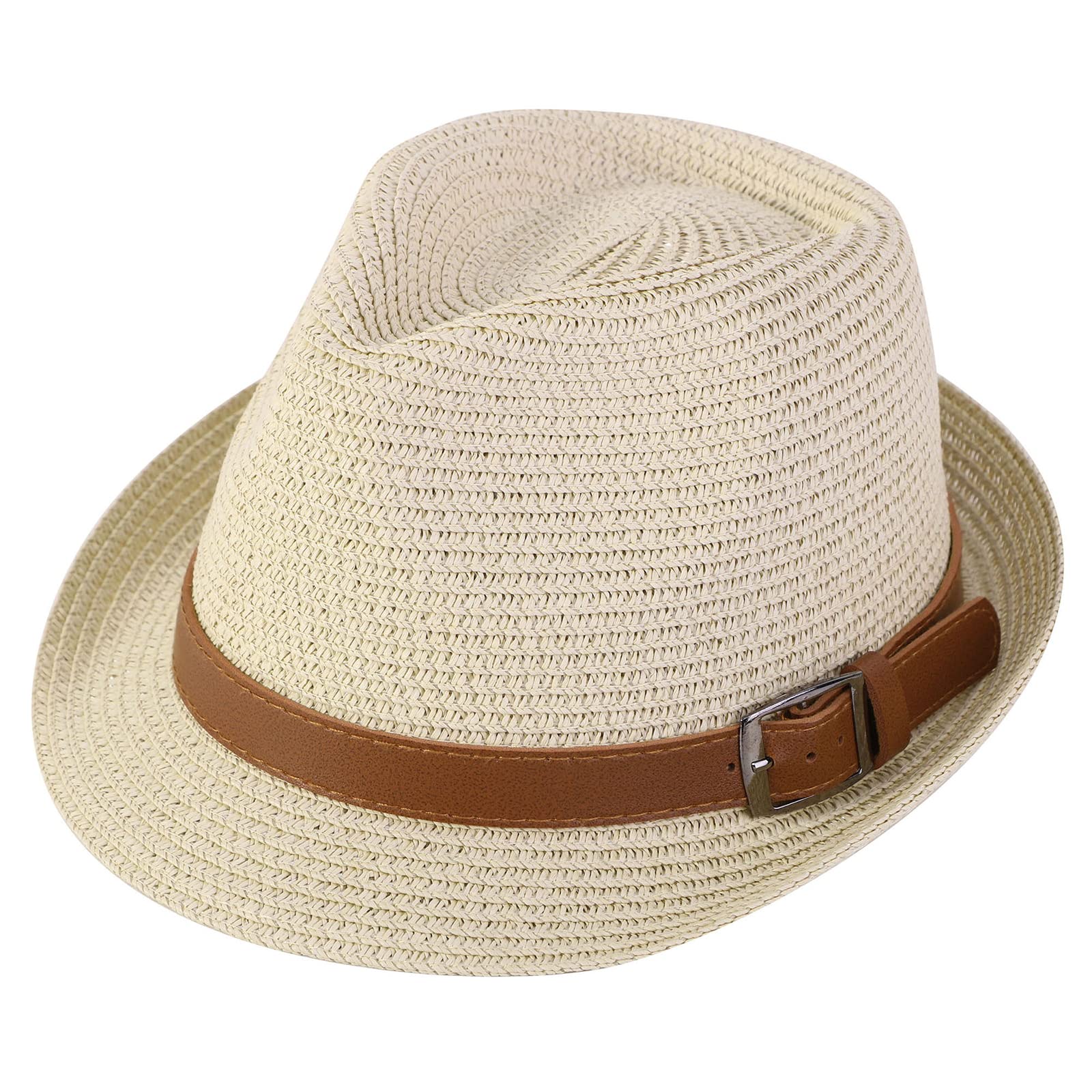 Stylish Straw Fedora Hat for Men & Women - Breathable Summer Sun Hat with Wide Brim - Perfect for Beach, Outdoor Activities, and Fashion Accessories