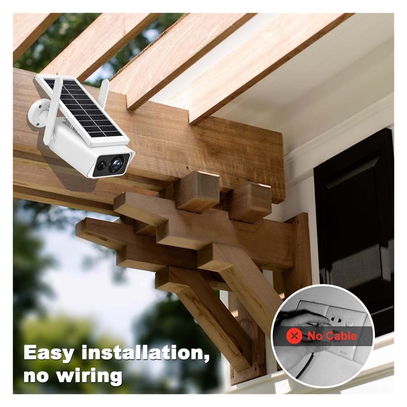 MZZYG 4MP Solar Security Camera - Wireless Outdoor WiFi Surveillance IP Cam with Rechargeable Battery, PIR Human Detection & 32GB Storage - Ideal for Home Security, Backyard Monitoring, and Property Protection