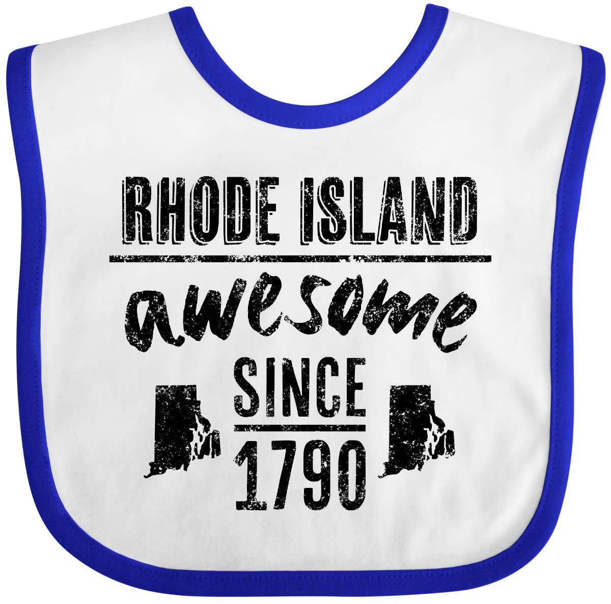 Inktastic Rhode Island Awesome Since 1790 Baby Bib - Soft Cotton Infant Feeding Bib for Newborns & Toddlers - Perfect for Mealtime, Daycare & Photo Shoots