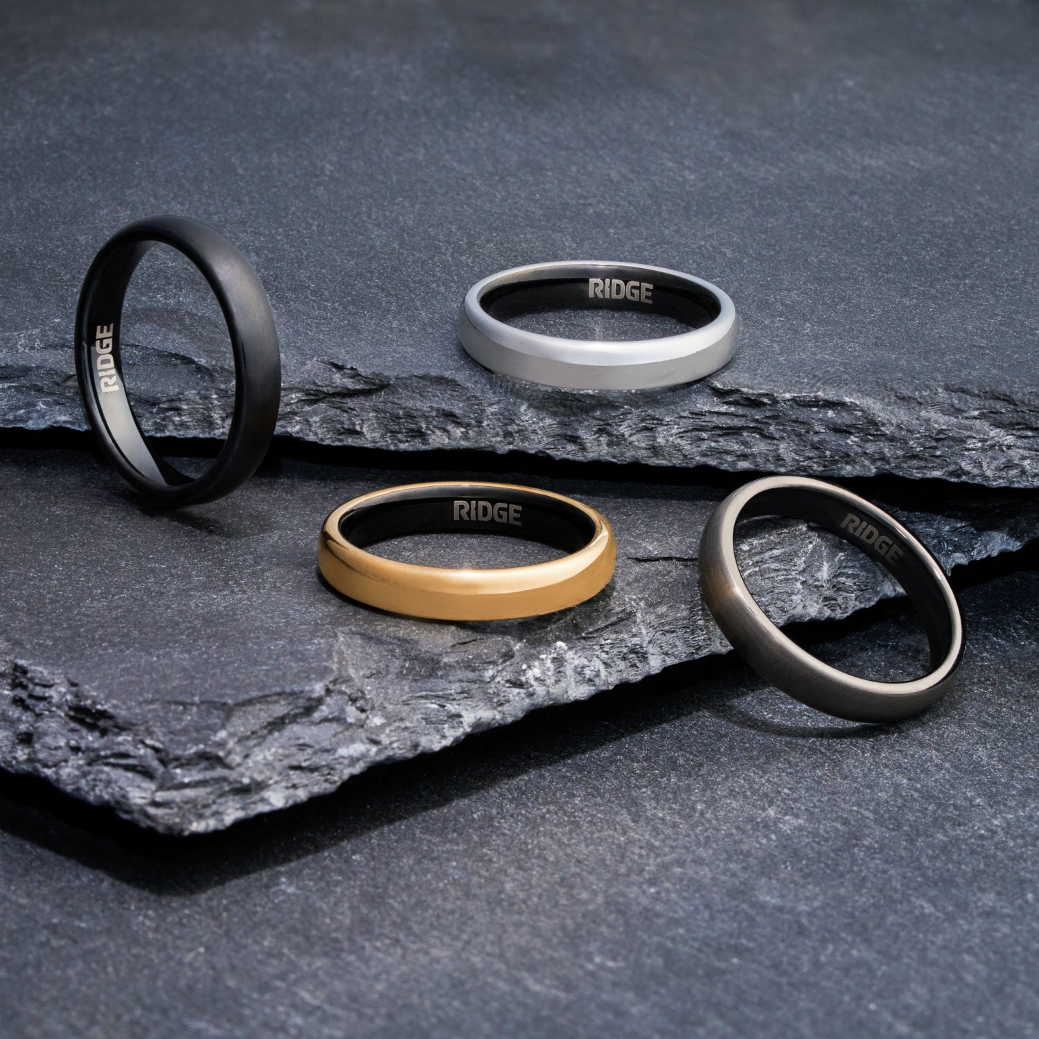 Ridge 4mm Rounded Ring Set - Royal Black Titanium Wedding Band for Men & Women | Perfect for Anniversary, Engagement & Everyday Wear