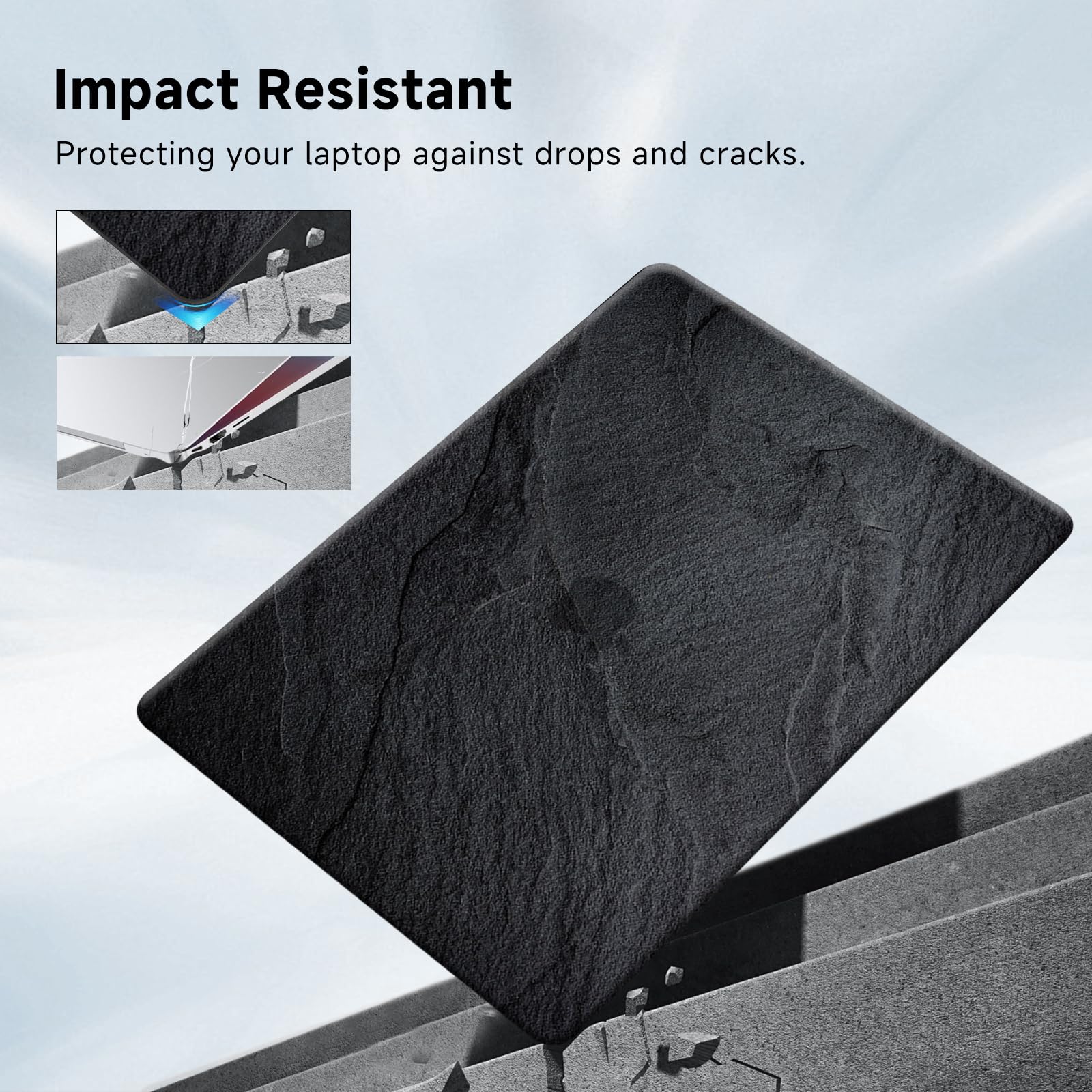 Funut Hard Plastic Protective Case for MacBook Air 13 inch (2020-2022 M1 A2337/A2179/A1932 Models) - Includes Keyboard Cover - Black Marble Design - Perfect for Work, Travel & School Use