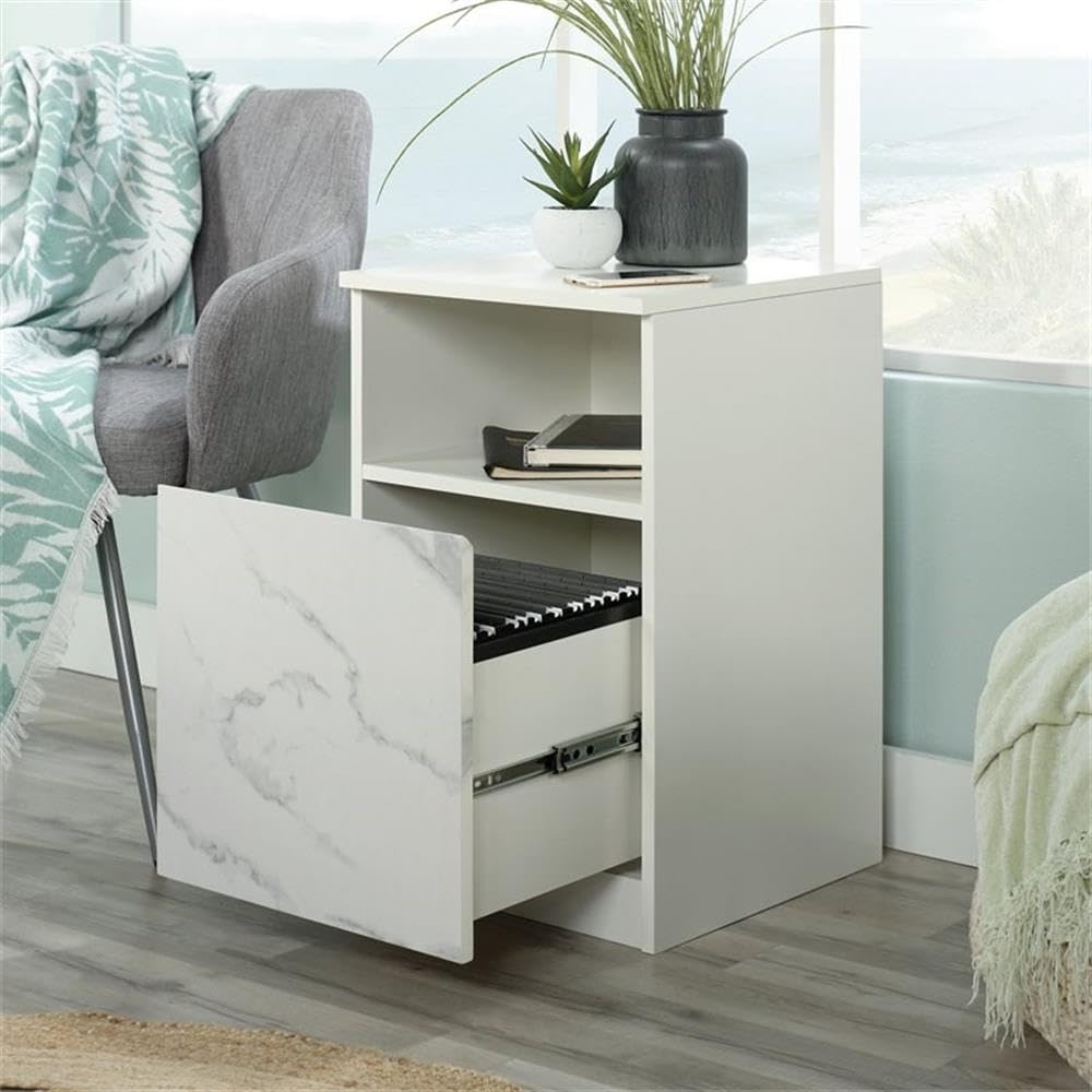 Pemberly Row Engineered Wood Nightstand with Open Storage in Pearl Oak - Modern Bedside Table for Bedroom, Living Room & Guest Room