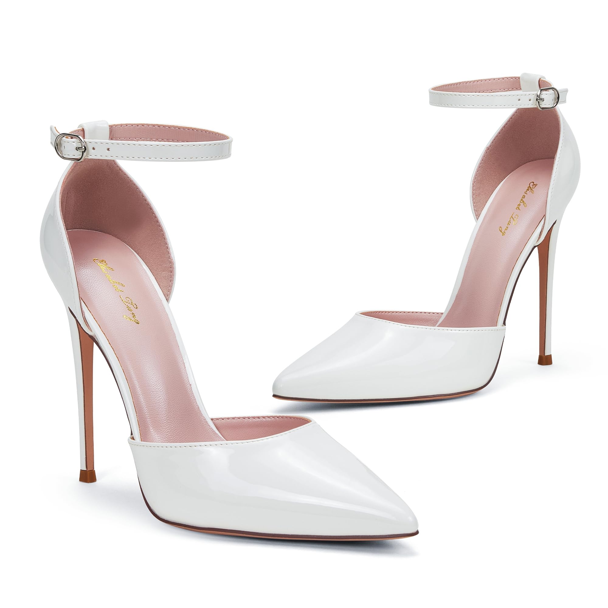 Elegant Elisabet Tang Women's High Heel Pumps - D'Orsay Ankle Strap Pointed Toe Stiletto Heels with Rhinestones for Party, Wedding & Special Occasions | Perfect for Evening Events, Date Nights & Formal Gatherings