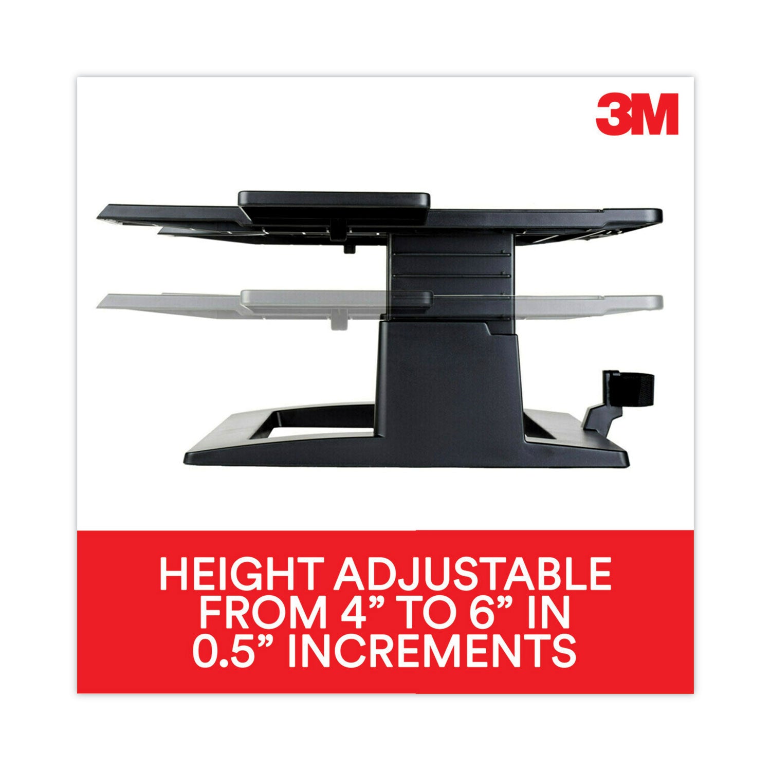 3M™ Adjustable Laptop Stand for Desk - 13 x 13 Inches, Height 4 to 6 Inches - Ergonomic Computer Riser Holder Supports Up to 20 lbs - Perfect for Home Office, Gaming Setup & Workspace Ergonomics (Black)