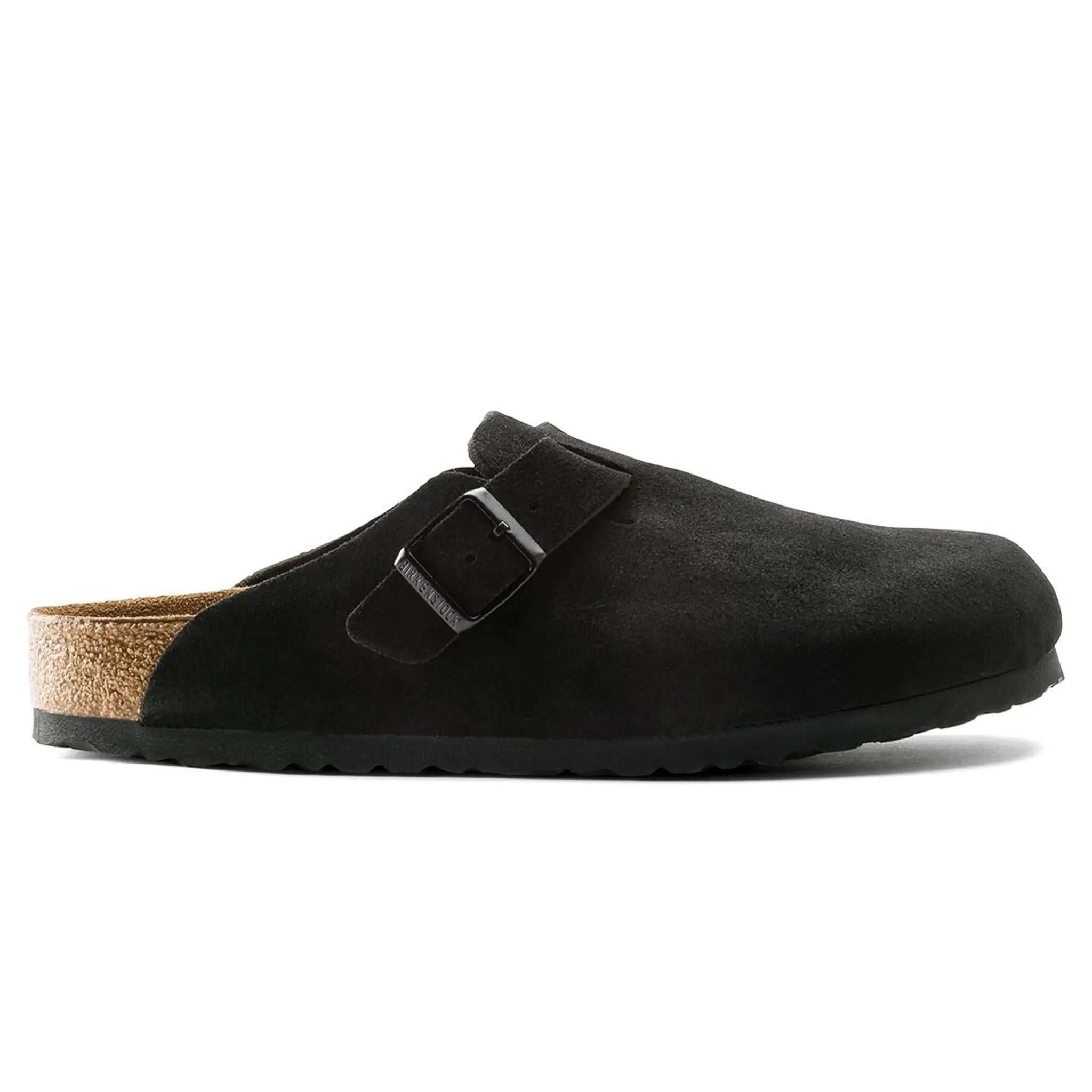 Birkenstock Boston Suede Flat Sandals for Women - Soft Footbed Clogs | Black Suede Leather | Comfortable House Shoes for Indoor & Outdoor Wear