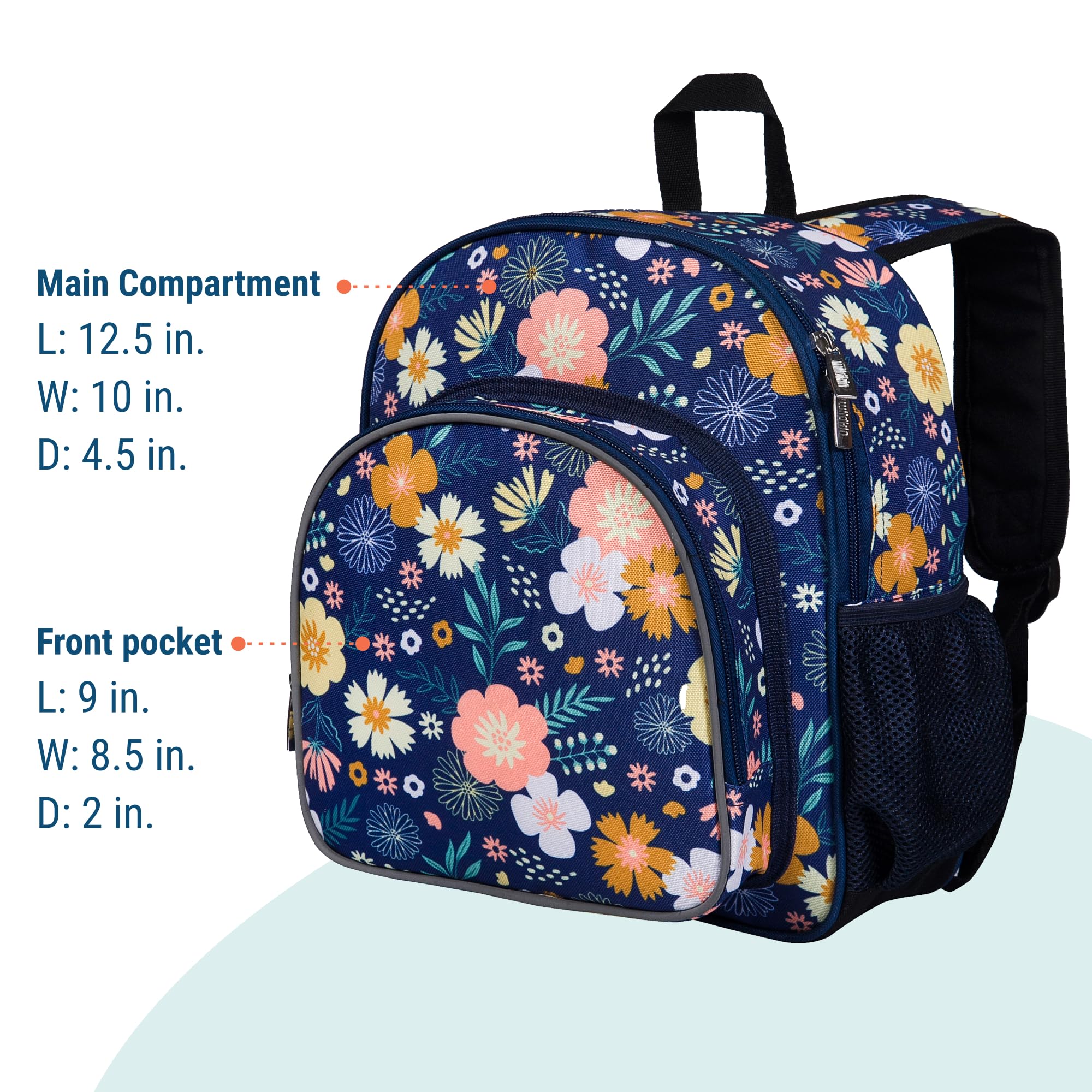 Wildkin 12-inch Kids Backpack with Padded Shoulder Straps - Adjustable School Backpack for Boys & Girls, Perfect for Daycare, Preschool & Travel (Wildflower Bloom Design) - Great for School Supplies, Field Trips & Family Vacations