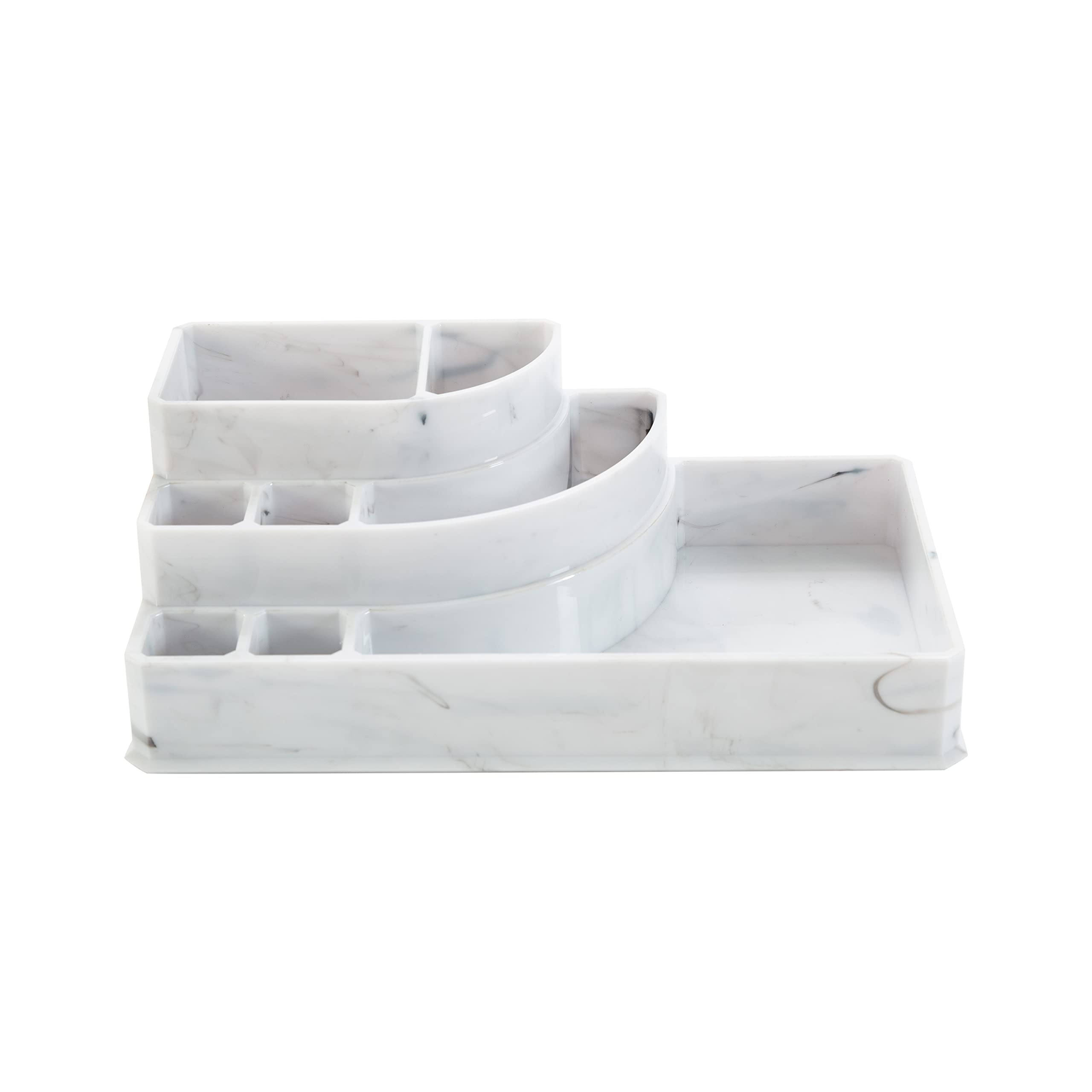 8-Section Marble Jewelry Holder - Durable Multi-Purpose Organizer for Jewelry, Cosmetics & Bath Accessories | Perfect for Vanity, Dresser & Bathroom Storage