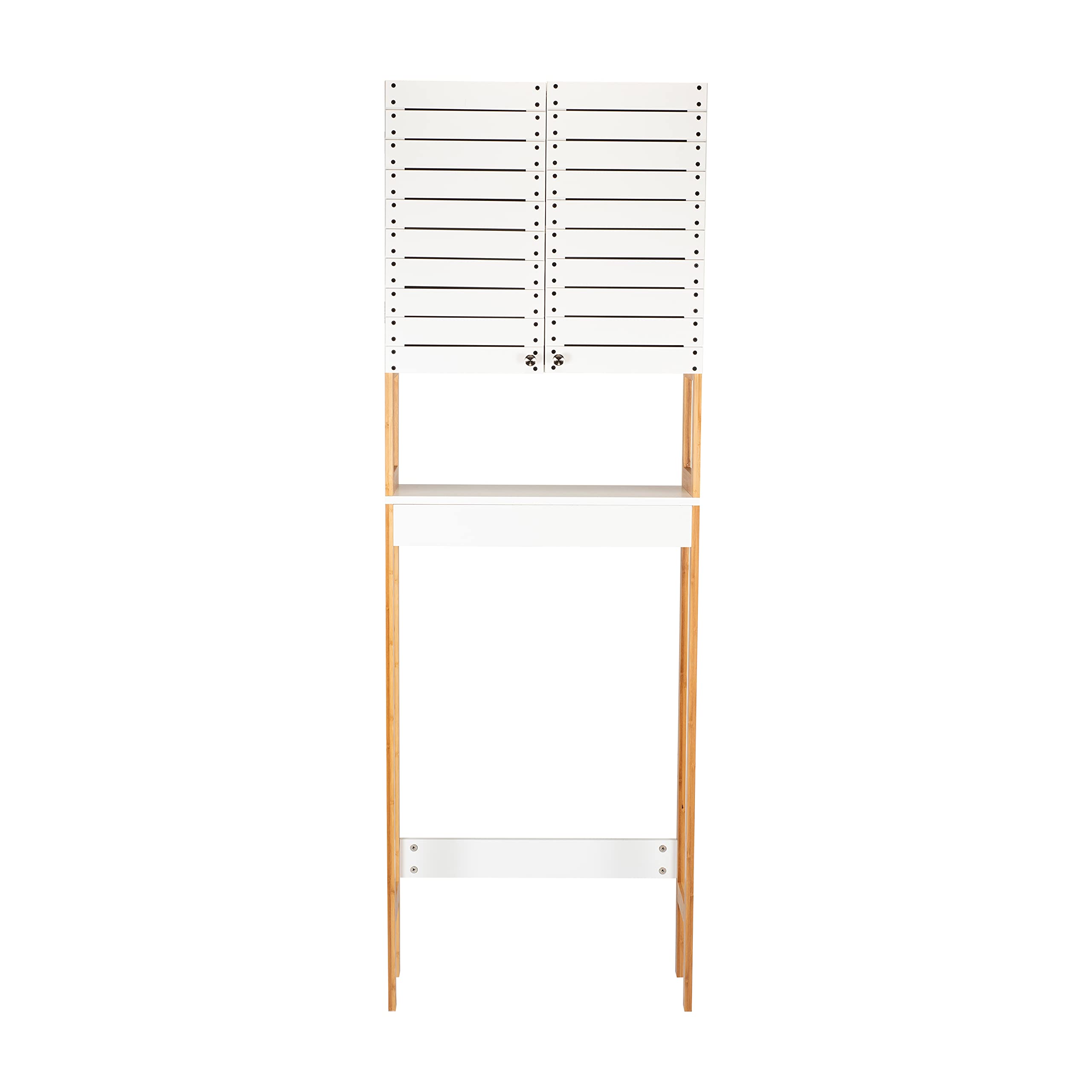 White 3-Tier Over The Toilet Bamboo Storage Cabinet - Space Saving Bathroom Organizer for Towels, Toiletries & Decor | Perfect for Small Bathrooms & Apartments
