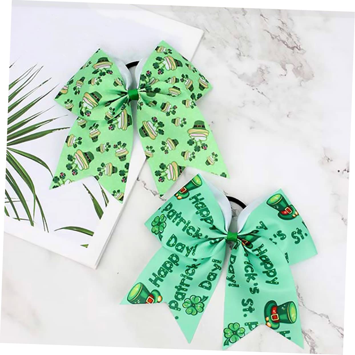 6 Pack Girls Hair Bows - St Patrick's Day Hair Ties for Kids & Toddlers