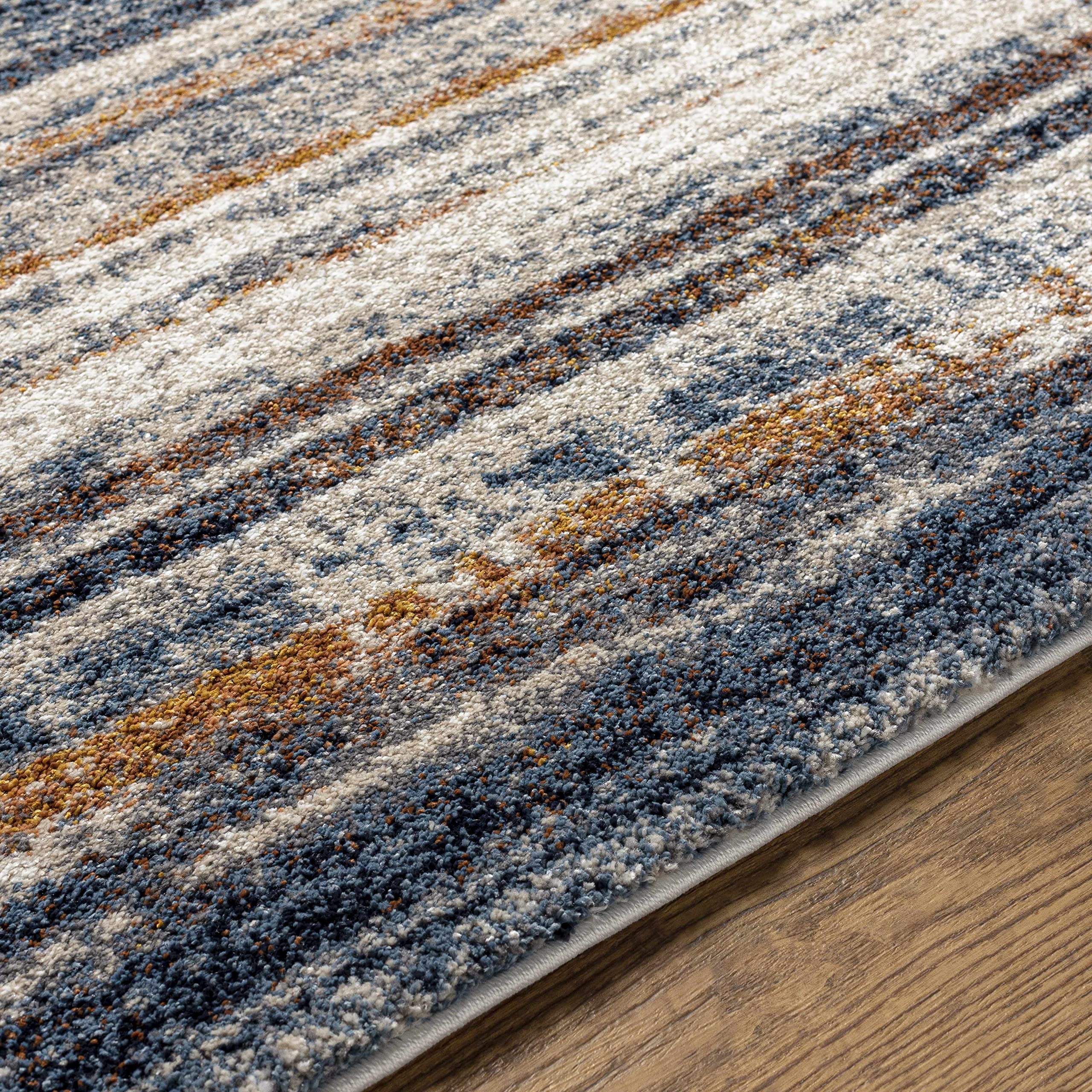 Premium Hauteloom Dumaguil Area Rug - Soft High Pile Living Room & Bedroom Carpet - Blue, Yellow, Brown 7'10
