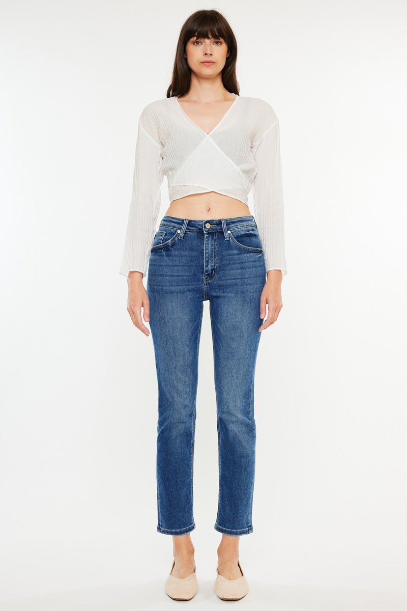 Adaline Essentials High Rise Slim Straight Leg Jeans for Women - Comfortable Stretch Denim Pants for Casual Wear, Office & Everyday Outfits