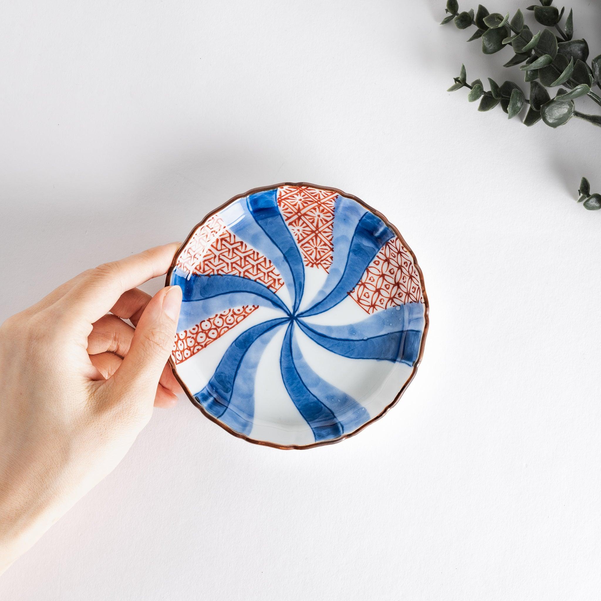 Pinwheel Mount Fuji Dessert Plate - Japanese Style Ceramic Serving Dish for Cakes, Sweets & Appetizers - Perfect for Tea Parties, Home Decor & Gift Giving